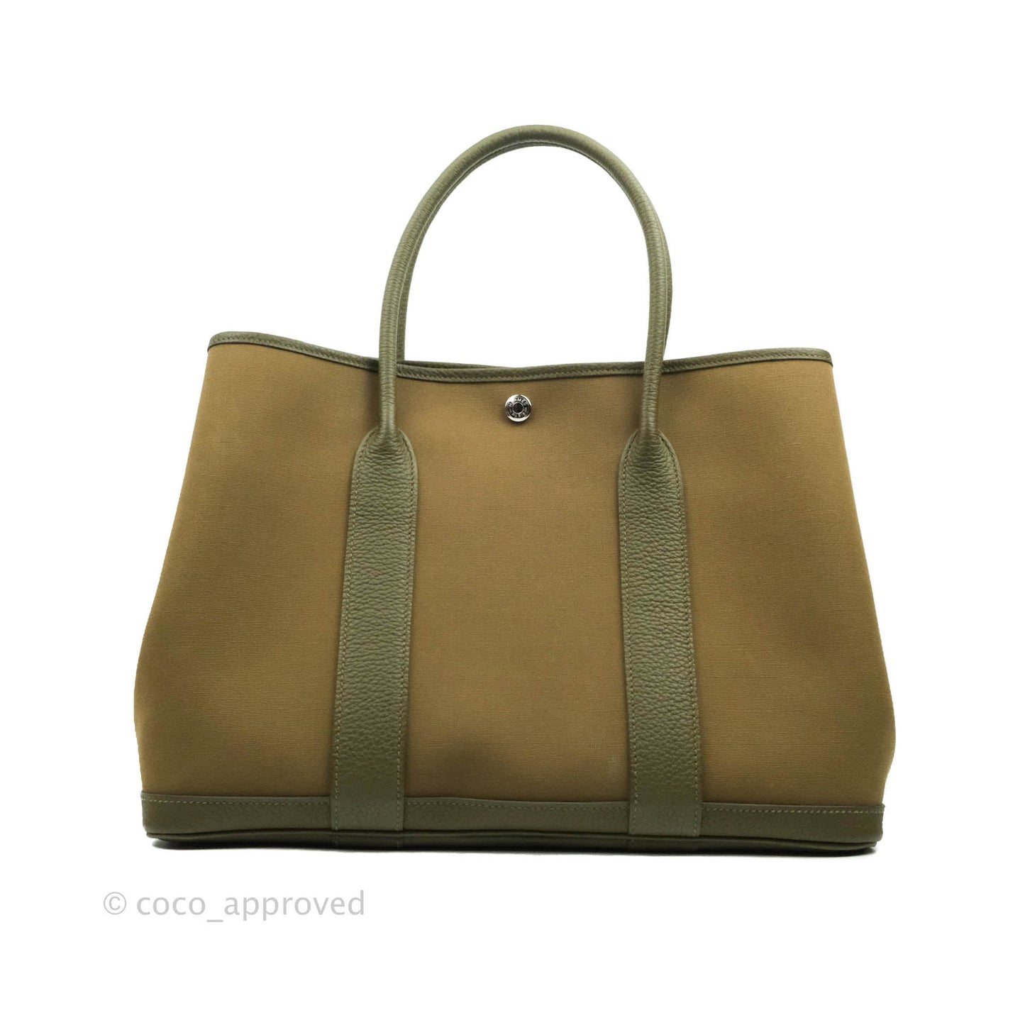 Hermès Garden Party 36 Vert Olive Canvas With Twilly & Charm