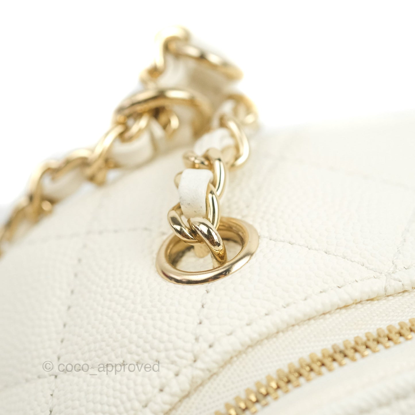Chanel Quilted Small CC Day Backpack Ivory Caviar Gold Hardware