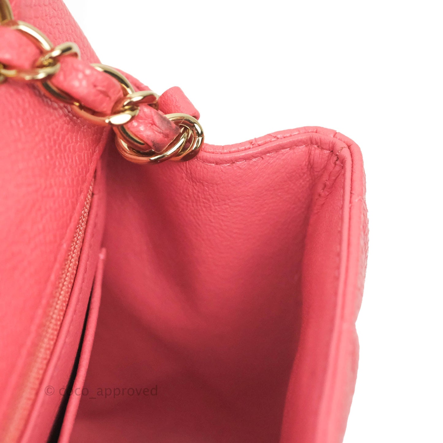 Chanel Quilted Mini Rectangular Flap Pearly Pink Caviar Gold Hardware 18S