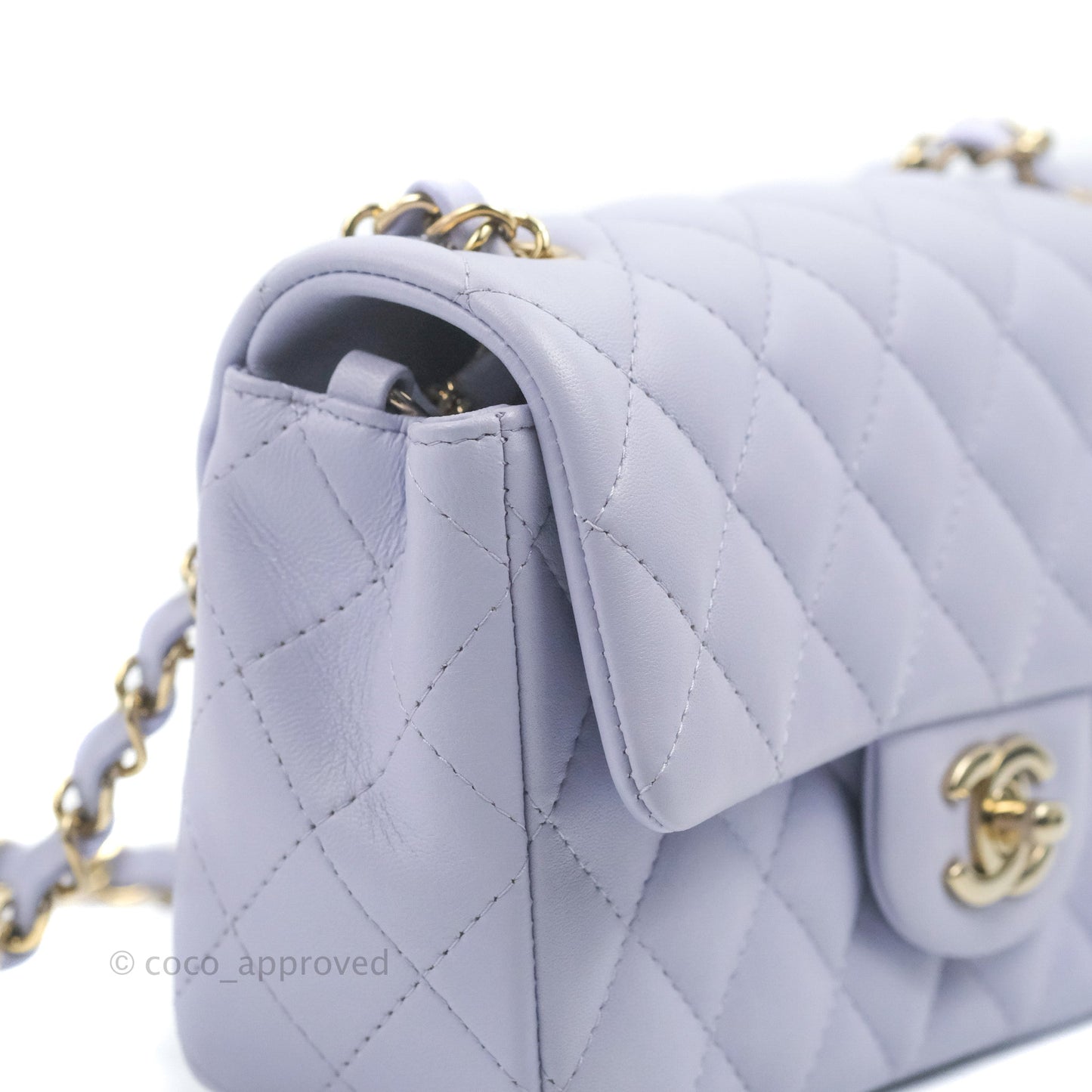 Chanel Quilted Mini Rectangular Flap Lilac Lambskin Gold Hardware