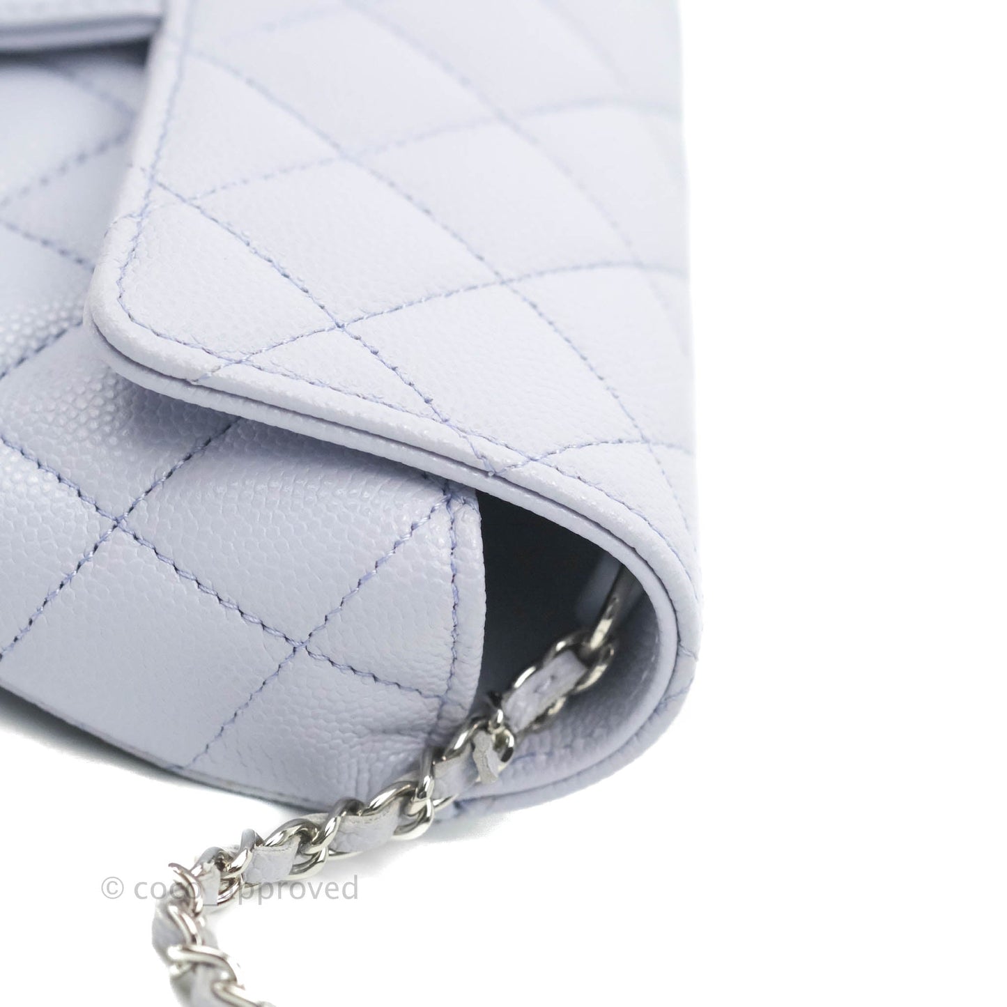 Chanel Quilted Case With Chain Lilac Caviar Silver Hardware