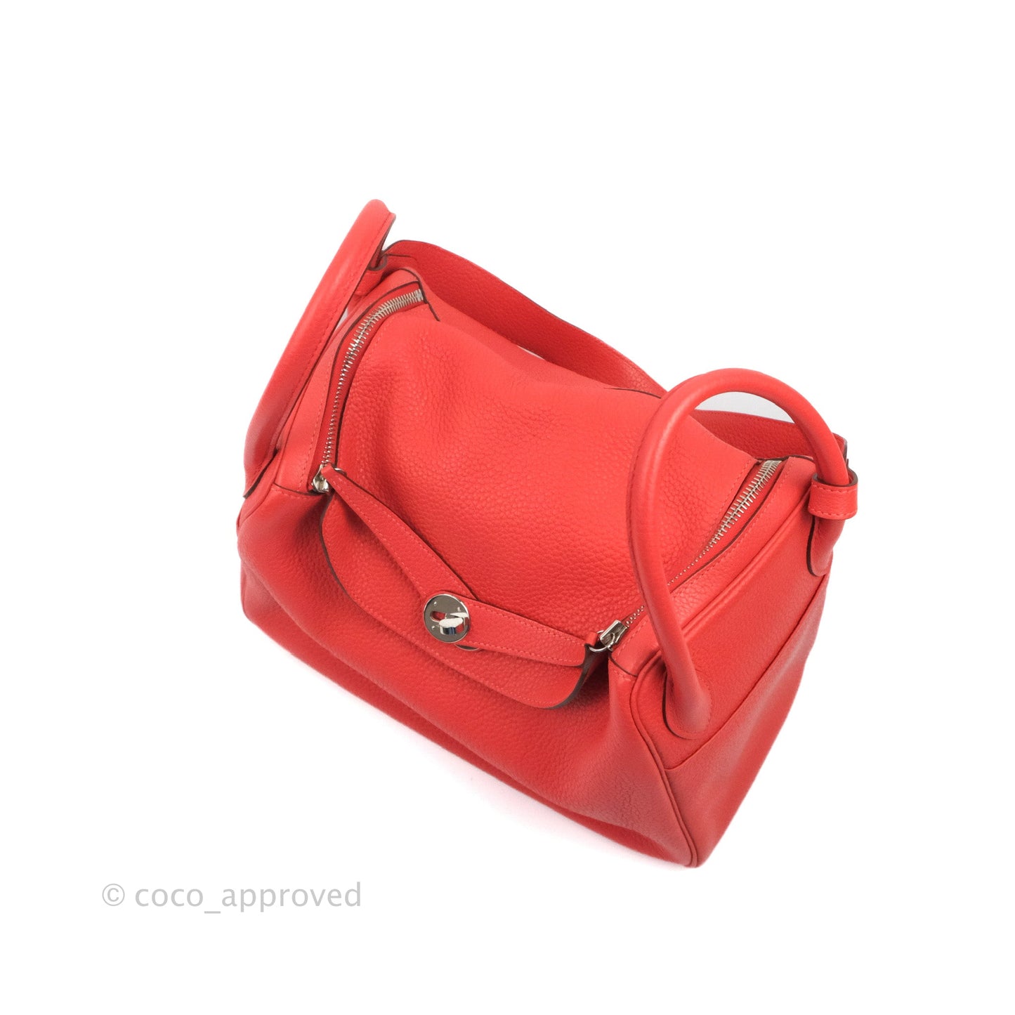 Hermès Lindy 30 Red Clemence Palladium Hardware