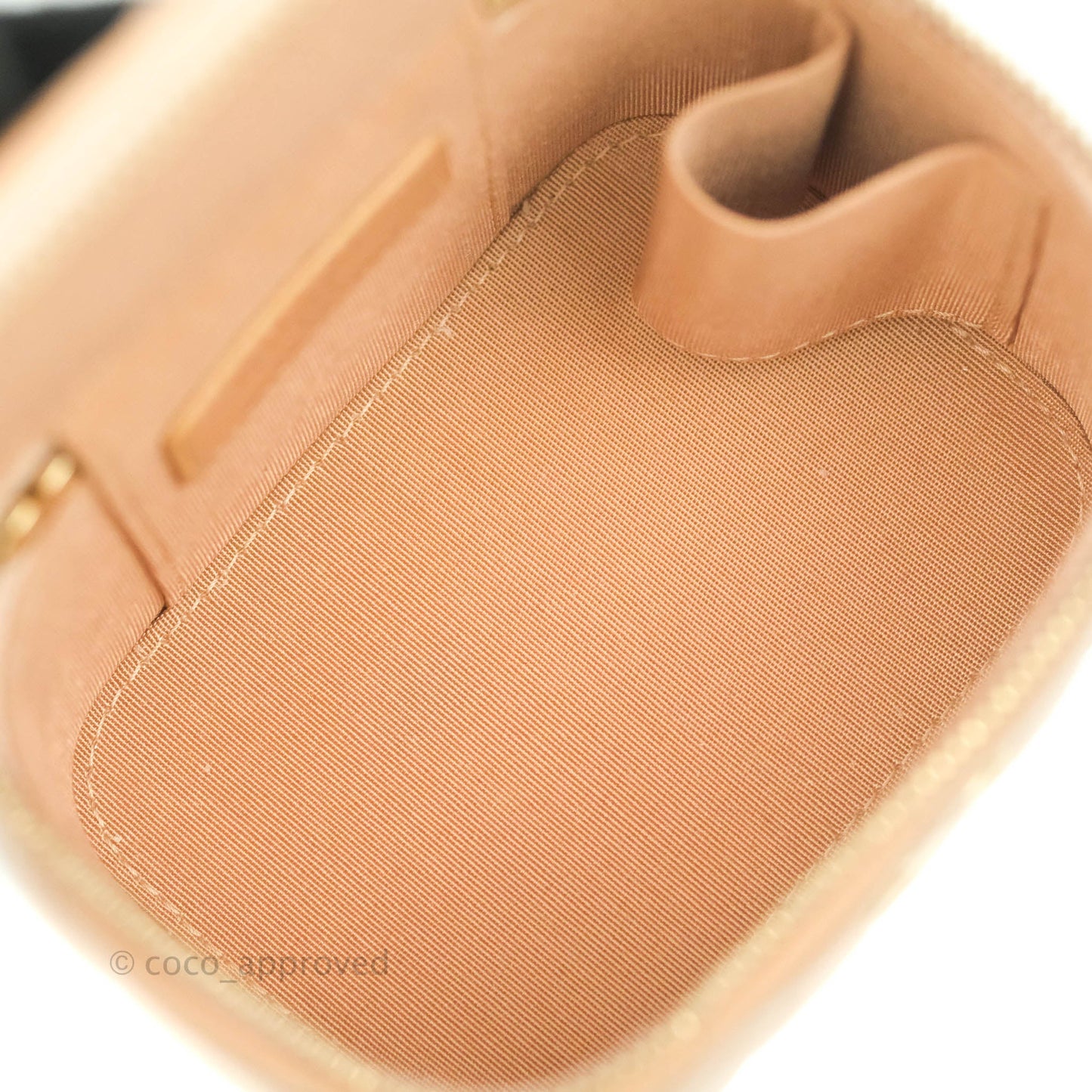 Chanel Mini Top Handle Vanity With Chain Beige Lambskin Aged Gold Hardware
