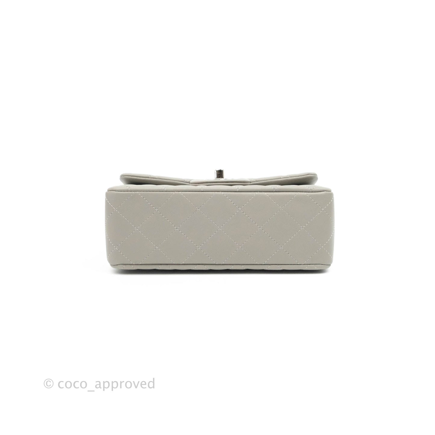 Chanel Quilted Mini Rectangular Grey Lambskin Silver Hardware 19B