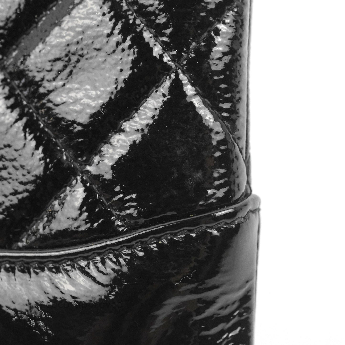 Chanel Gabrielle O Case Quilted Black Patent Goatskin