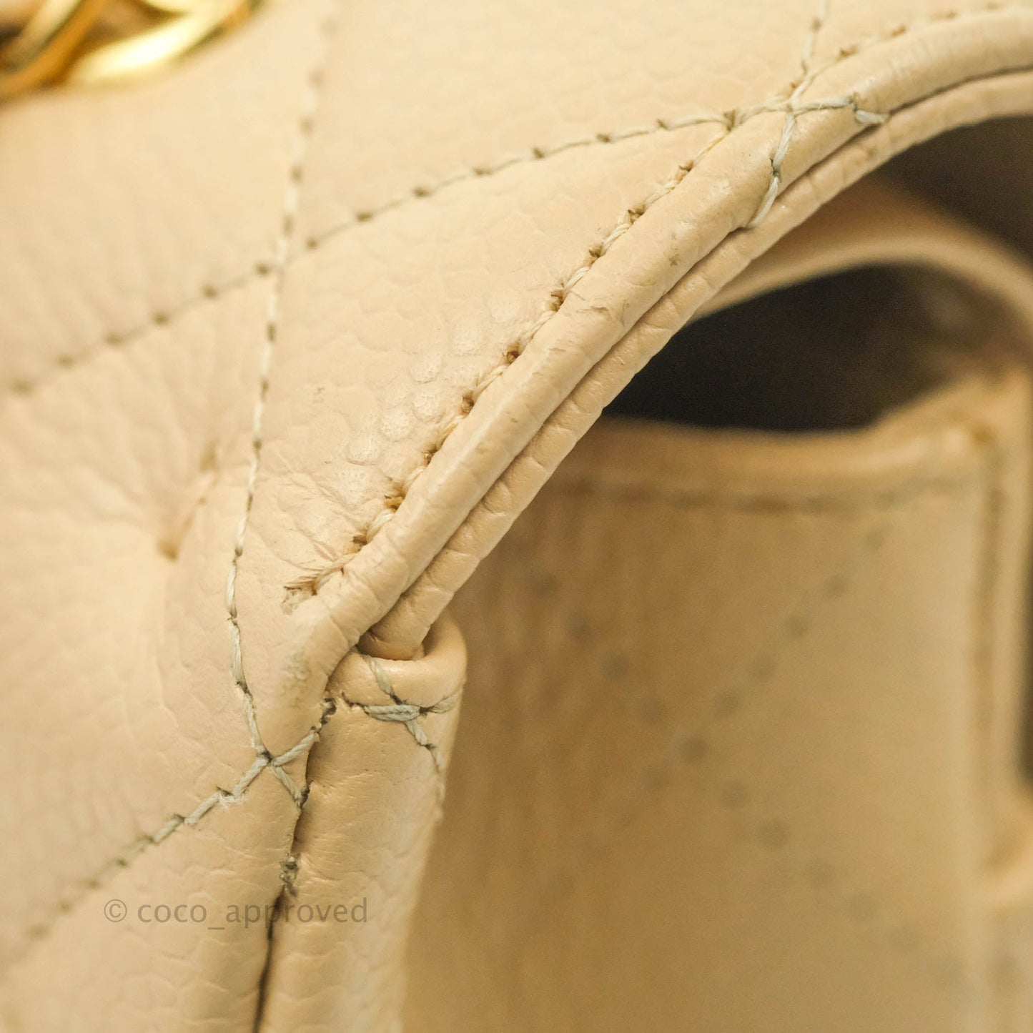 Chanel Classic M/L Medium Flap Quilted Beige Caviar Gold Hardware