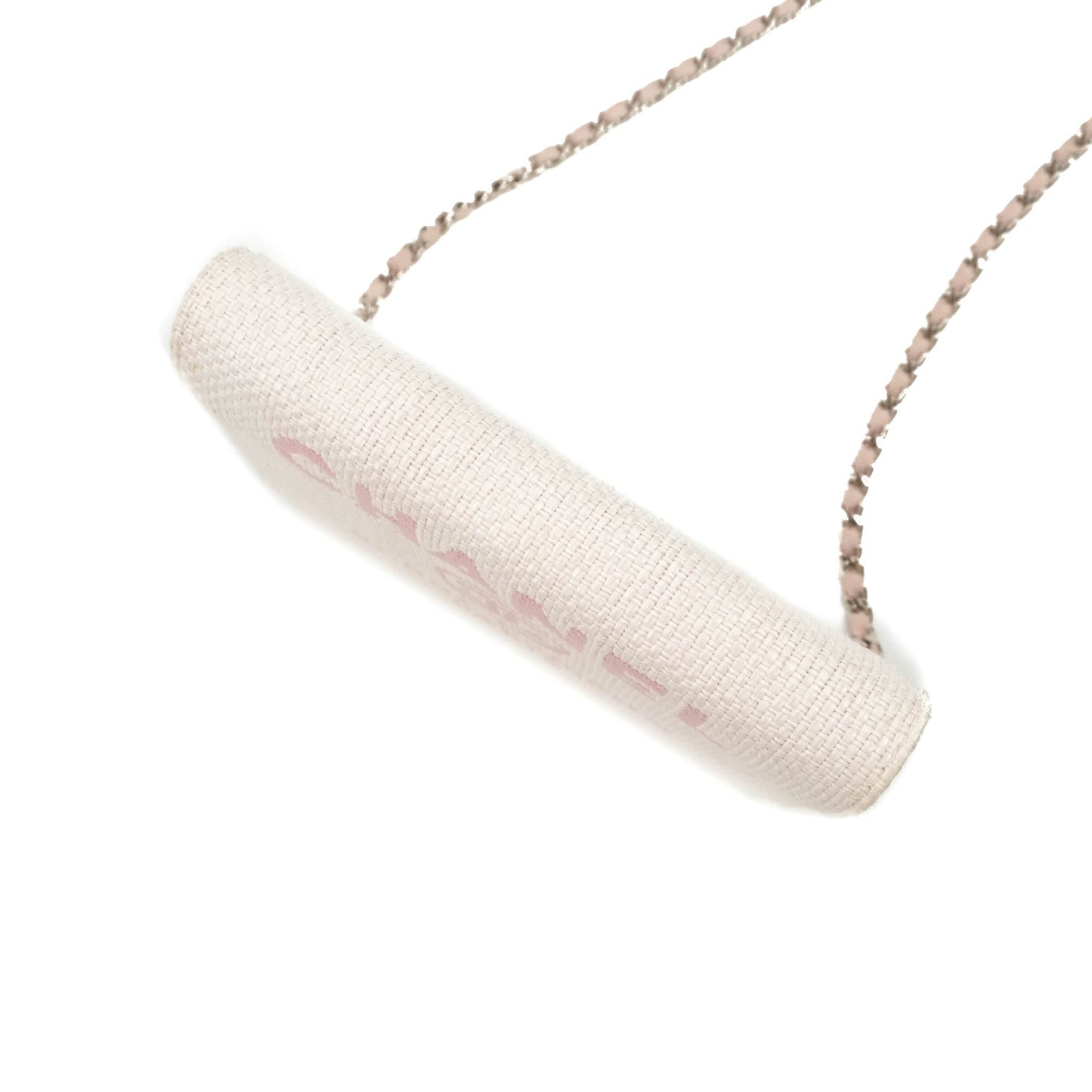 Chanel Deauville Wallet On Chain WOC Pink Canvas Silver Hardware