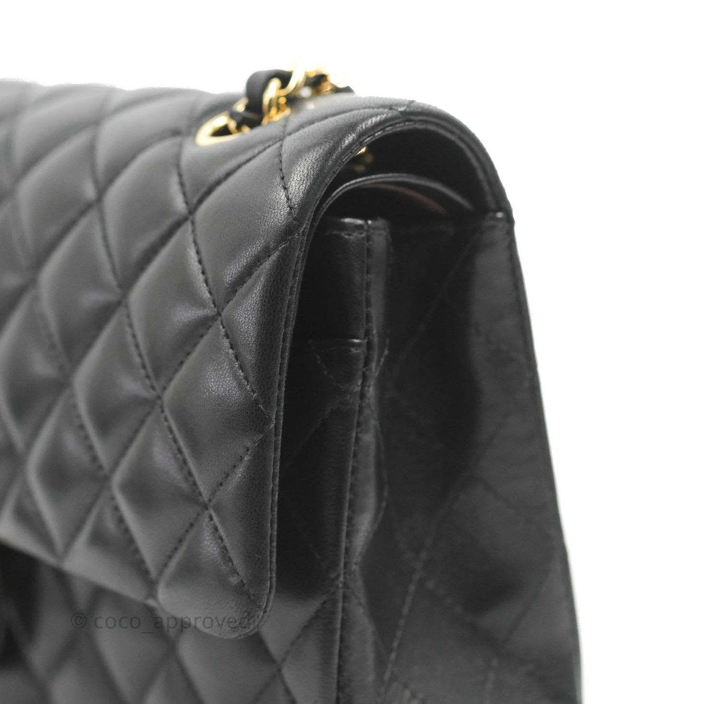 Chanel Classic M/L Medium Flap Quilted Black Lambskin Gold Hardware