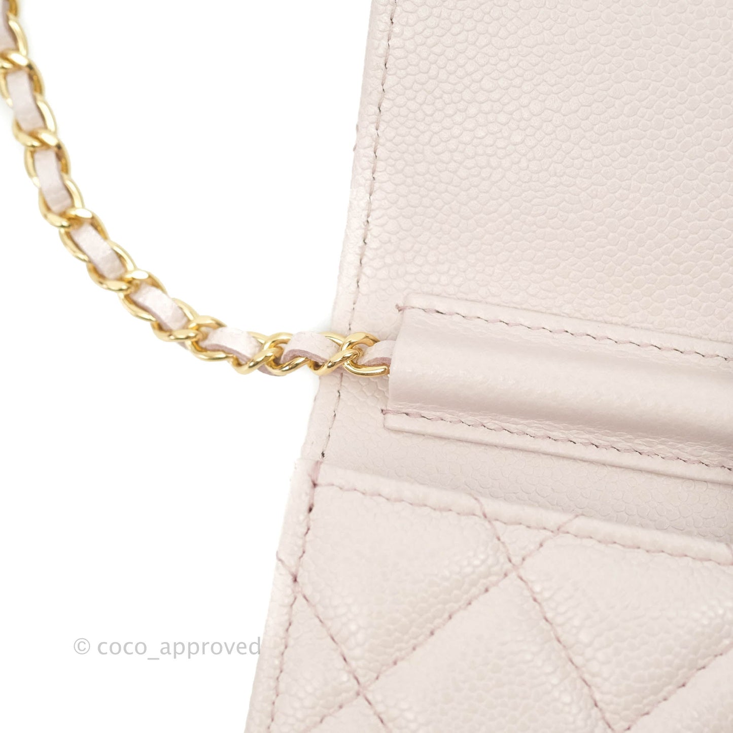 Chanel Miss Coco Clutch With Chain Quilted Lilac Pink Caviar Gold Hardware