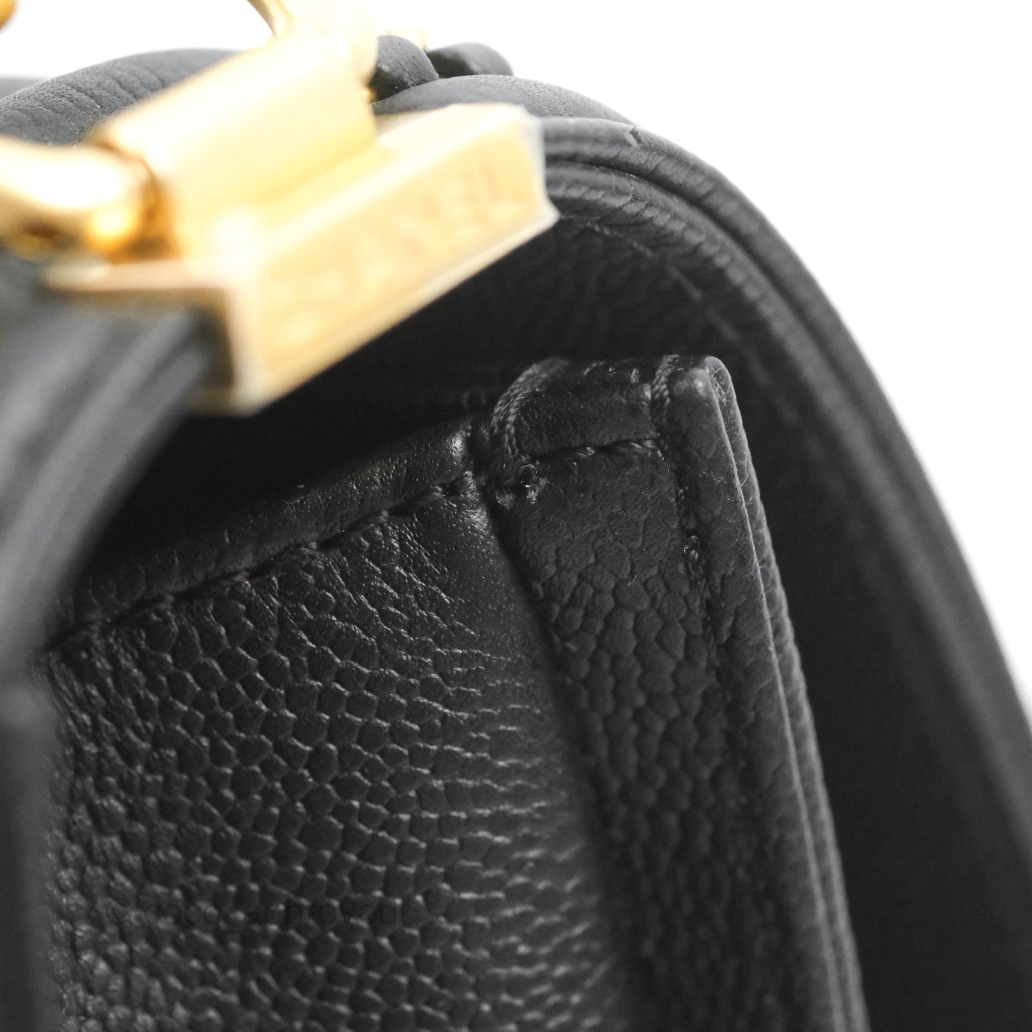 Chanel Small Boy Chain Around Black Caviar Gold Hardware
