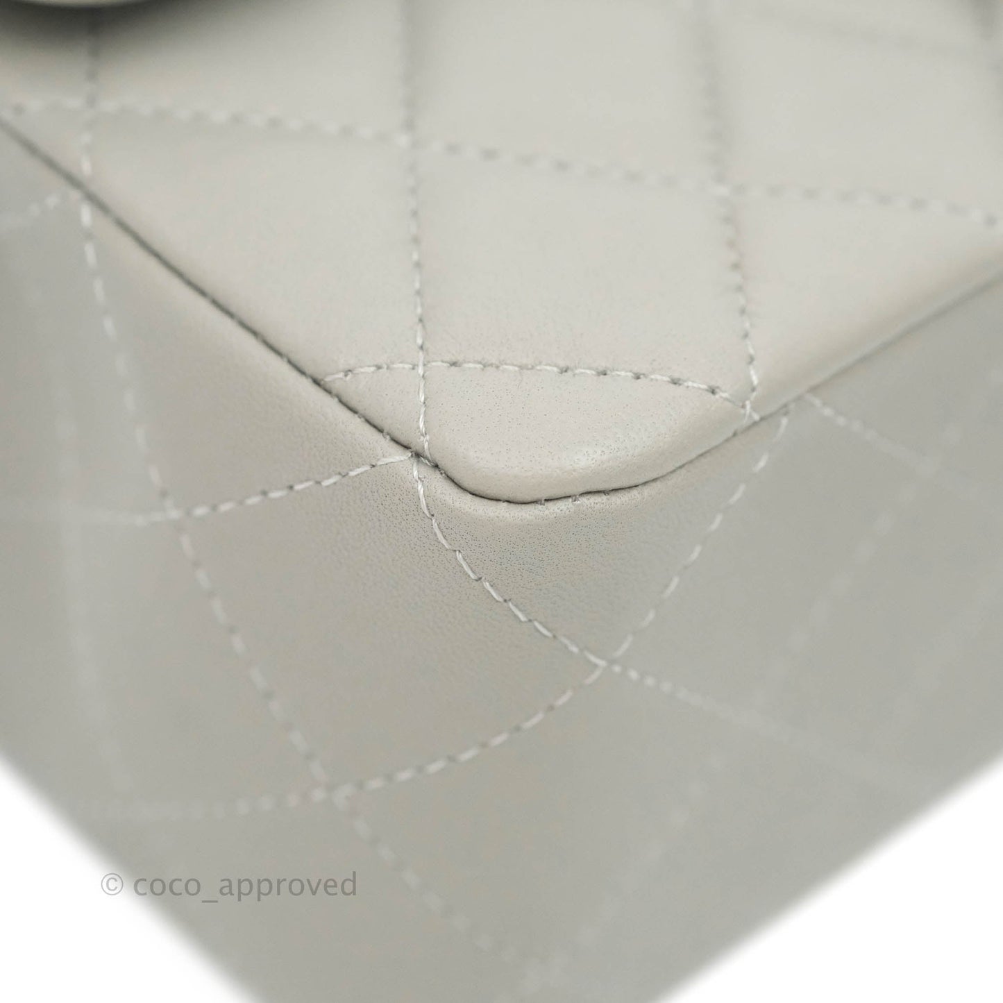 Chanel Quilted Mini Rectangular Grey Lambskin Silver Hardware 19B