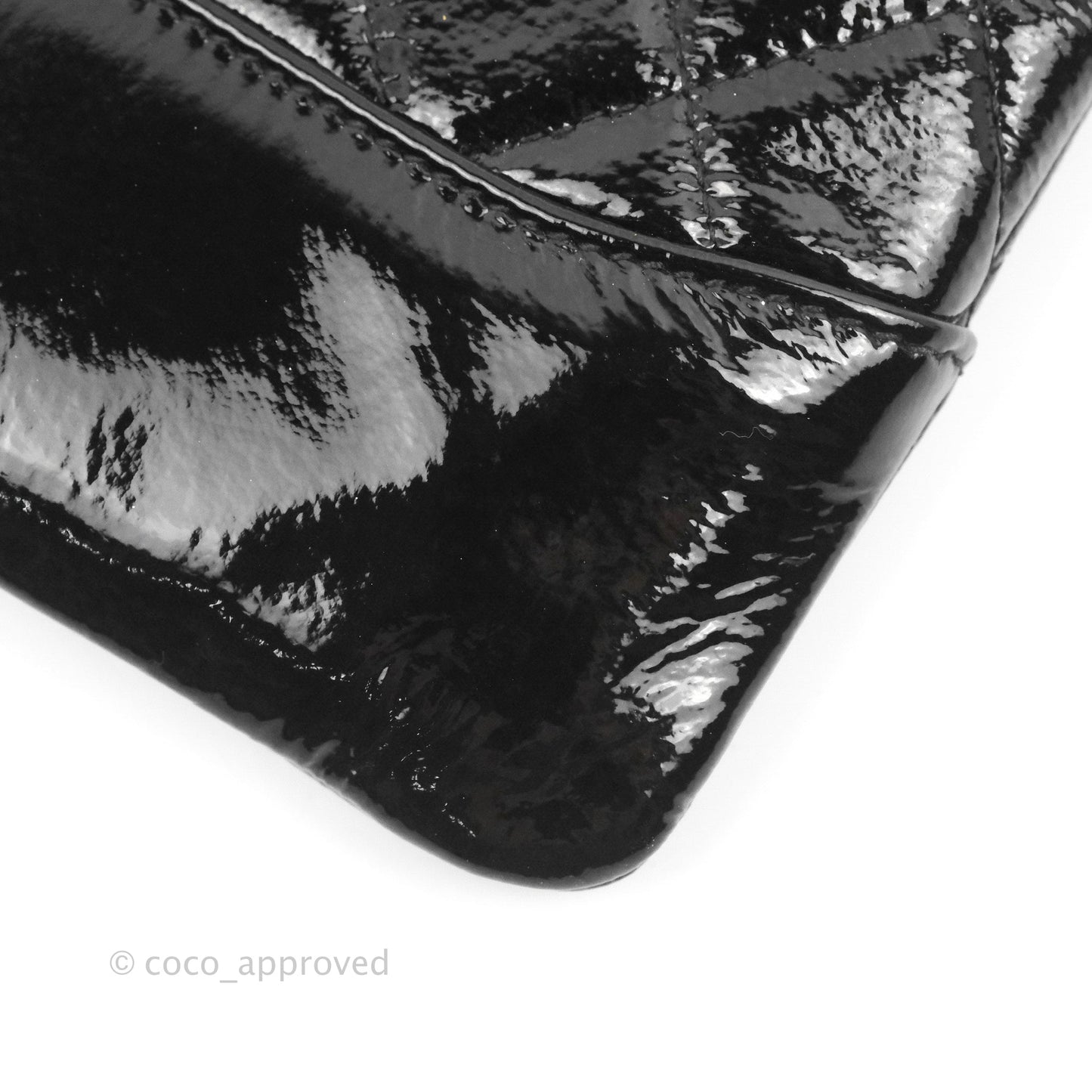 Chanel Gabrielle O Case Quilted Black Patent Goatskin