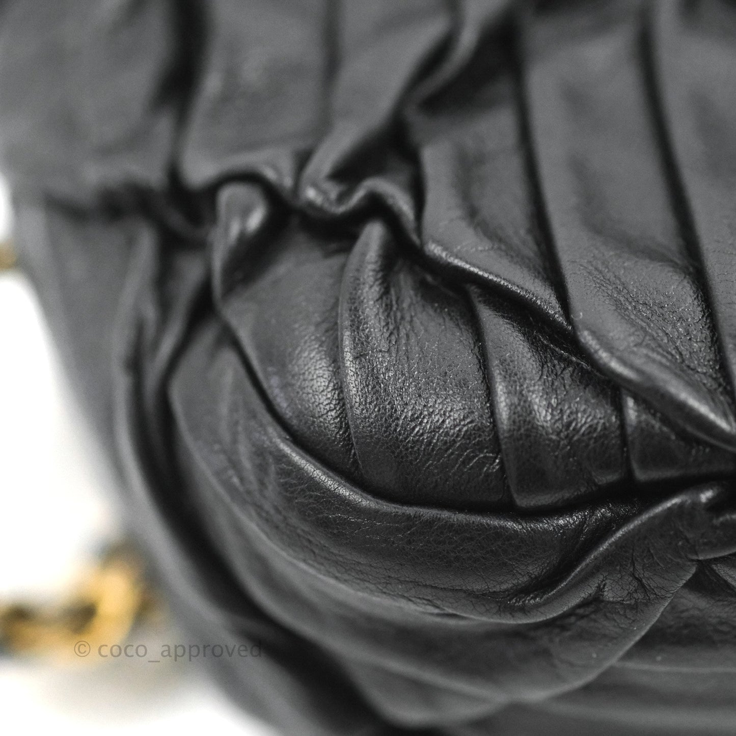 Chanel Small Coin Charm Flap Velvet Strap Black Lambskin Aged Gold Hardware