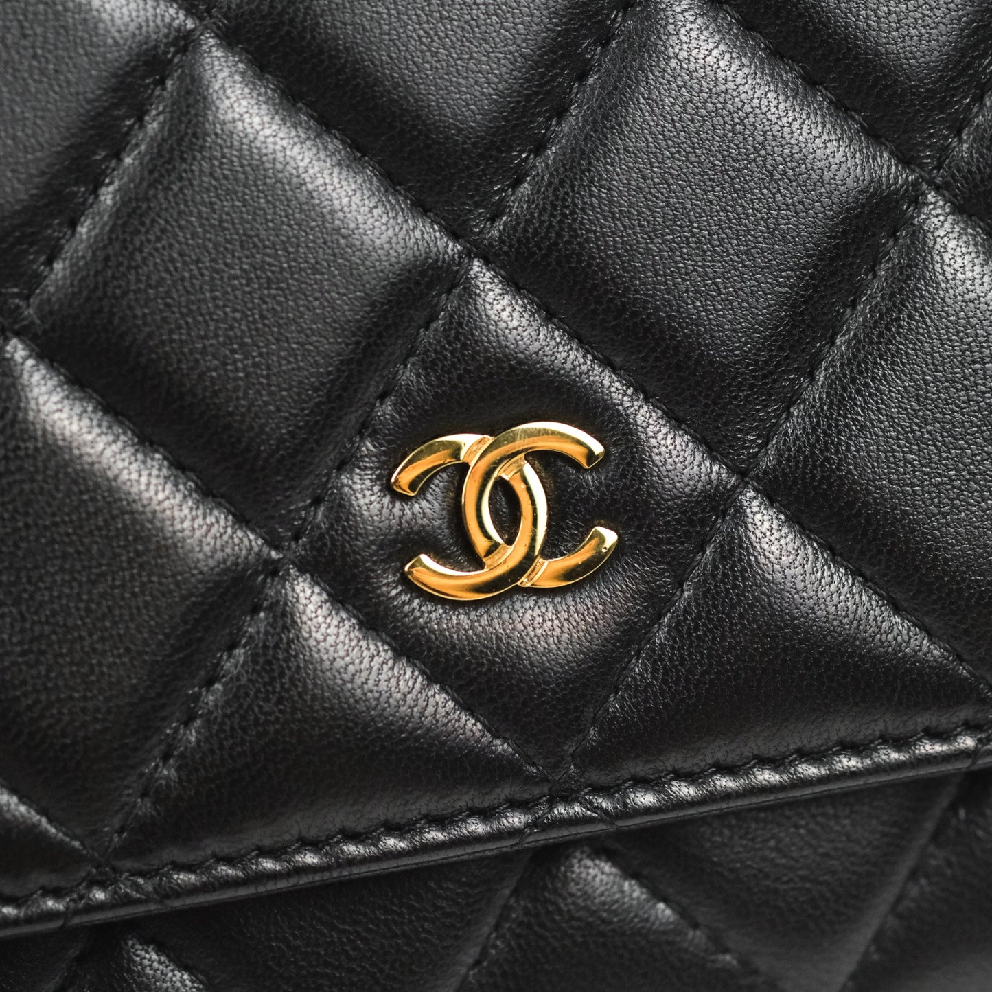 Chanel Quilted Classic Wallet on Chain WOC Black Lambskin Gold Hardware