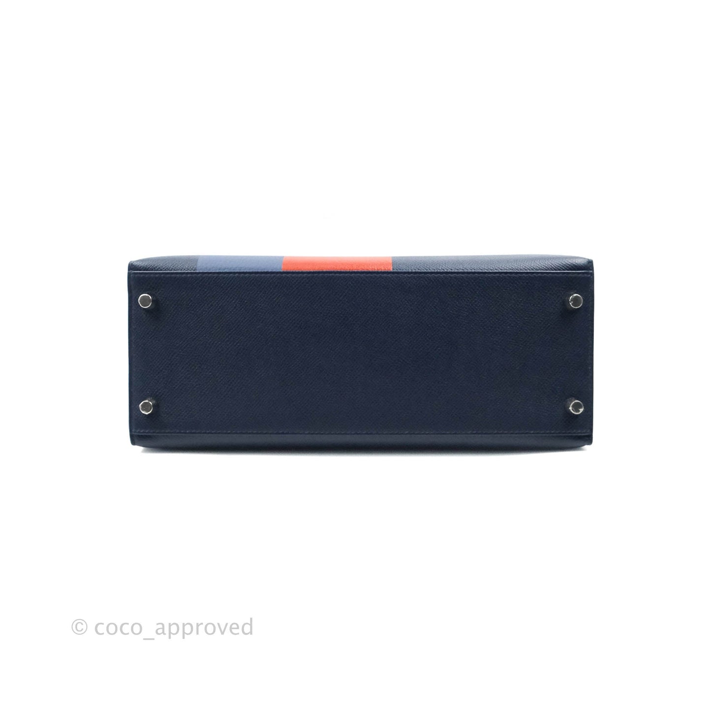 Hermès Kelly 28 Blue Epsom Palladium Hardware "Letter" Collection Limited Edition