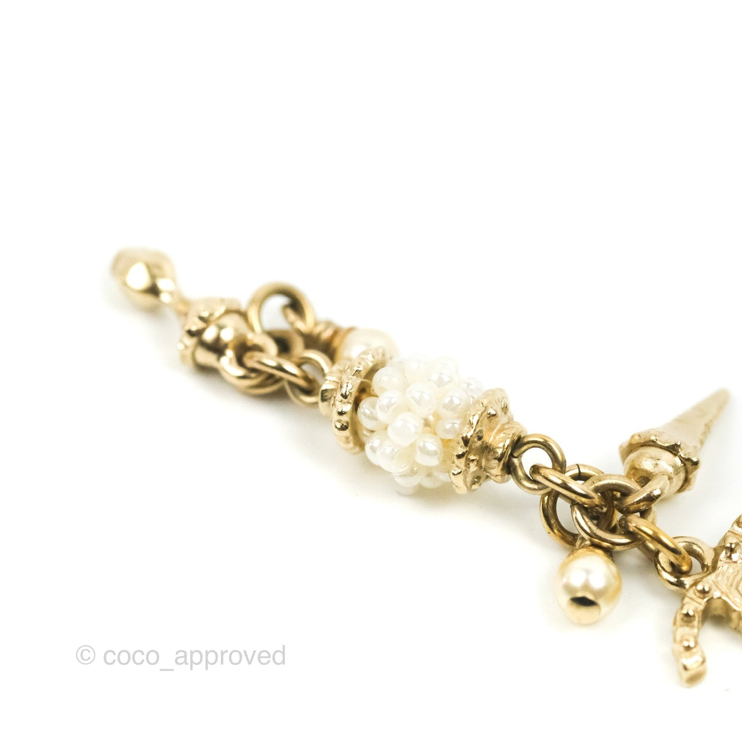 Chanel CC Drop Charm Necklace Gold Tone 12A