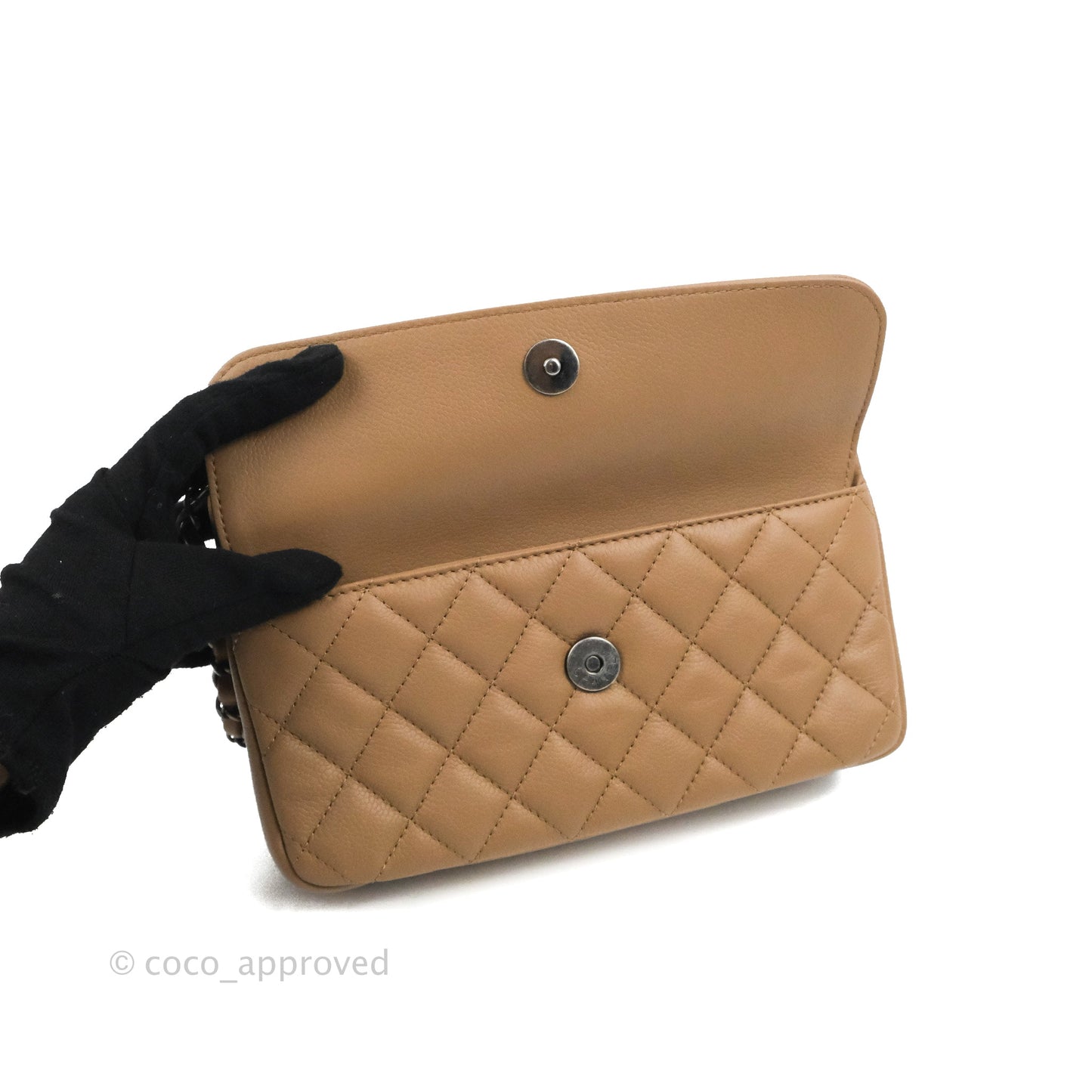Chanel Flap Bag Dark Beige Caviar Ruthenium Hardware 17B