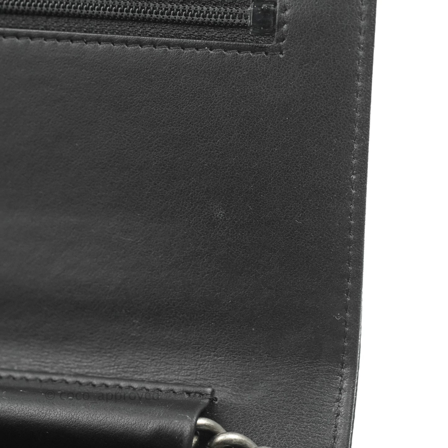Chanel Quilted Boy Wallet on Chain WOC Black Caviar Ruthenium Hardware