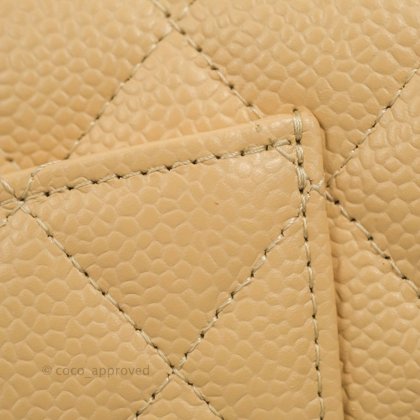 Chanel Classic M/L Medium Flap Quilted Beige Caviar Gold Hardware