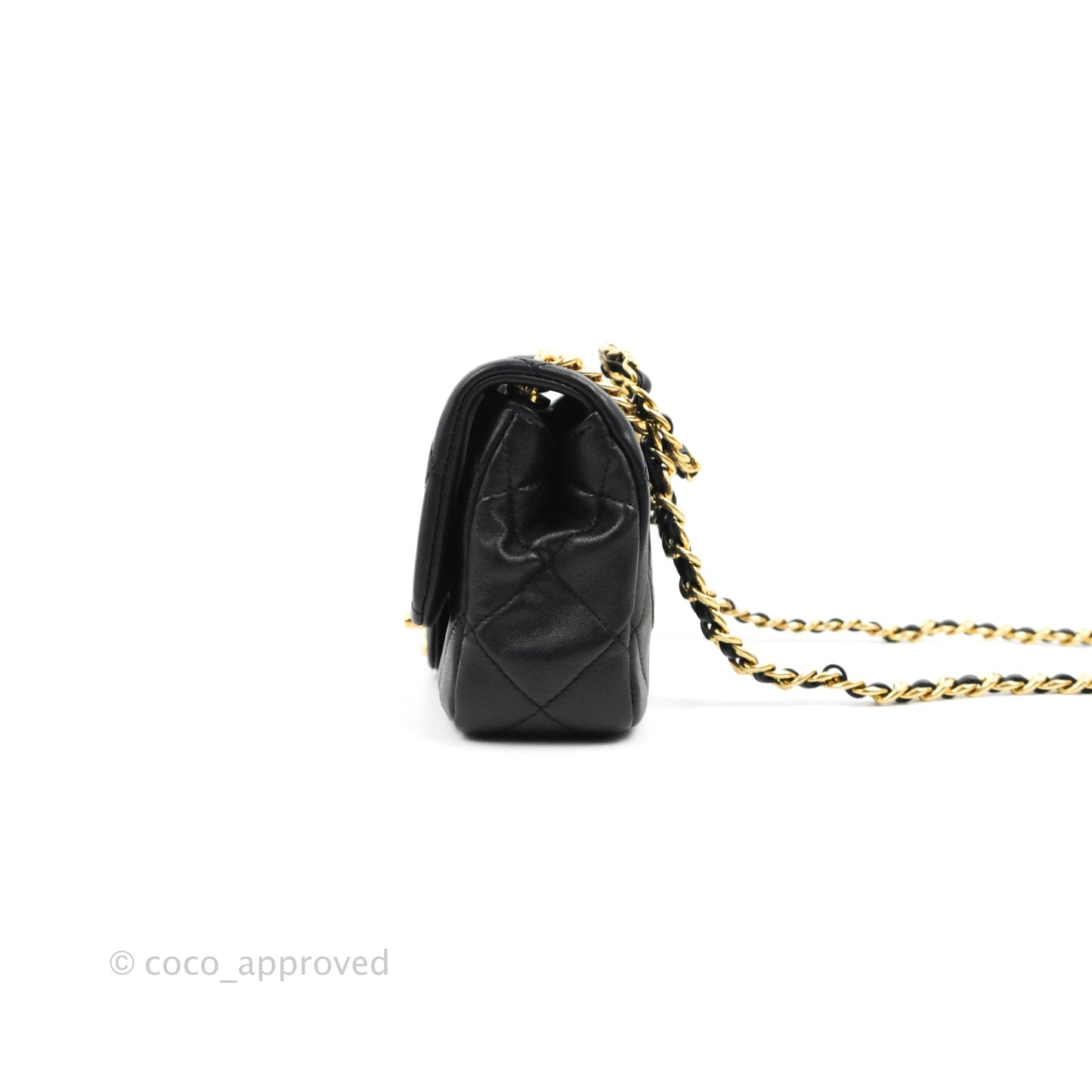 Chanel Quilted Mini Flap Bag With Chanel Logo Top Handle Lambskin Calfskin Mixed Fibers Gold Hardware