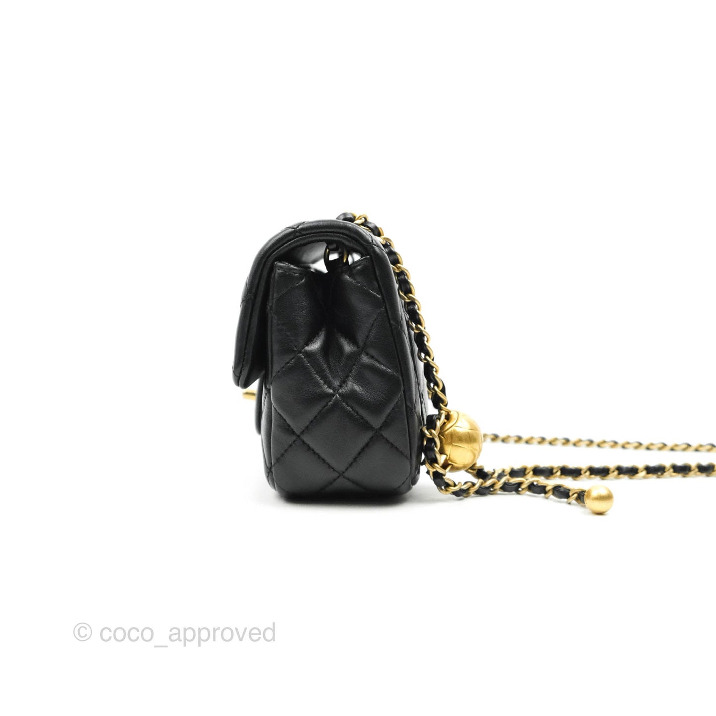 Chanel Quilted Mini Rectangular Pearl Crush Black Lambskin Gold Hardware