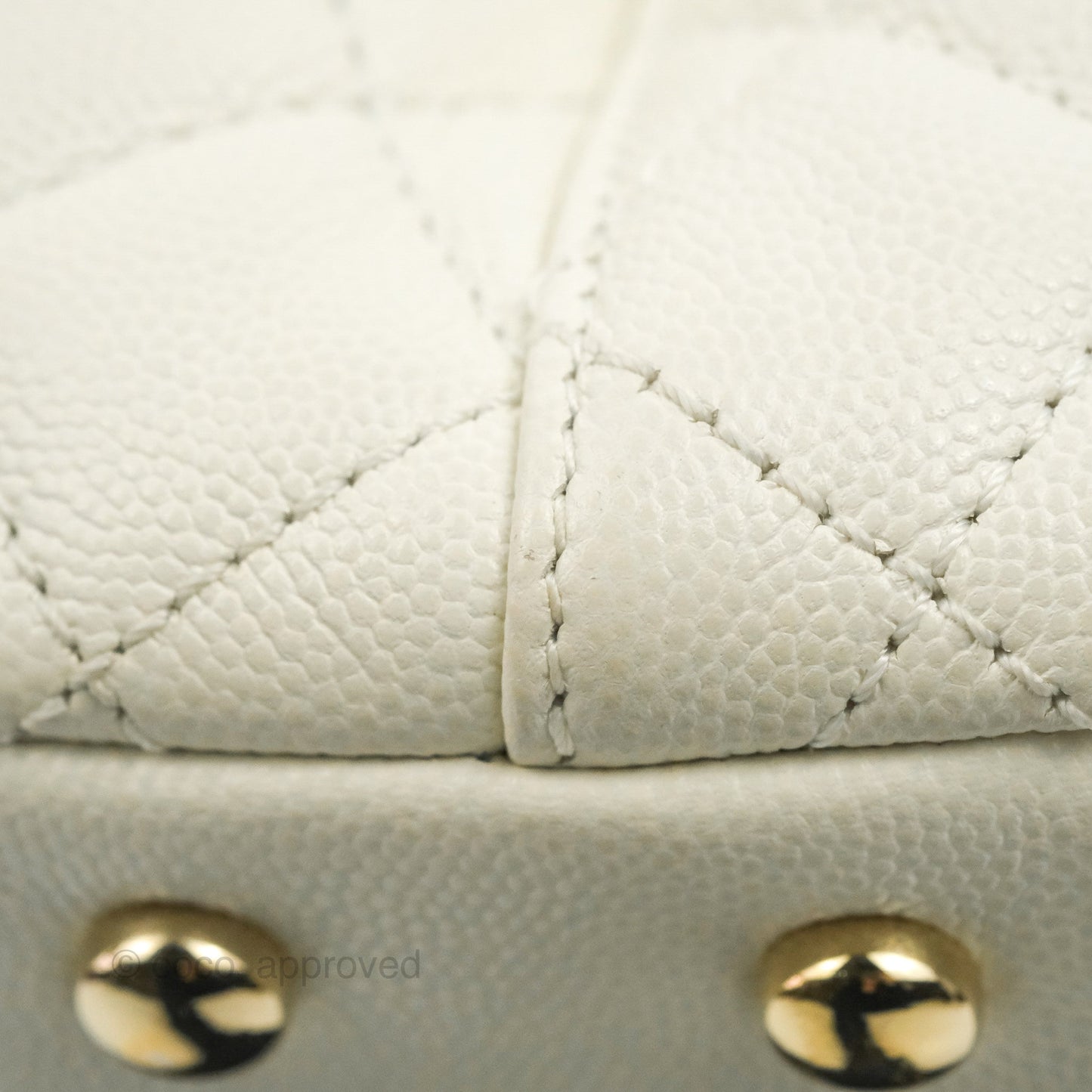Chanel Mini Coco Handle Quilted Ivory Caviar Gold Hardware