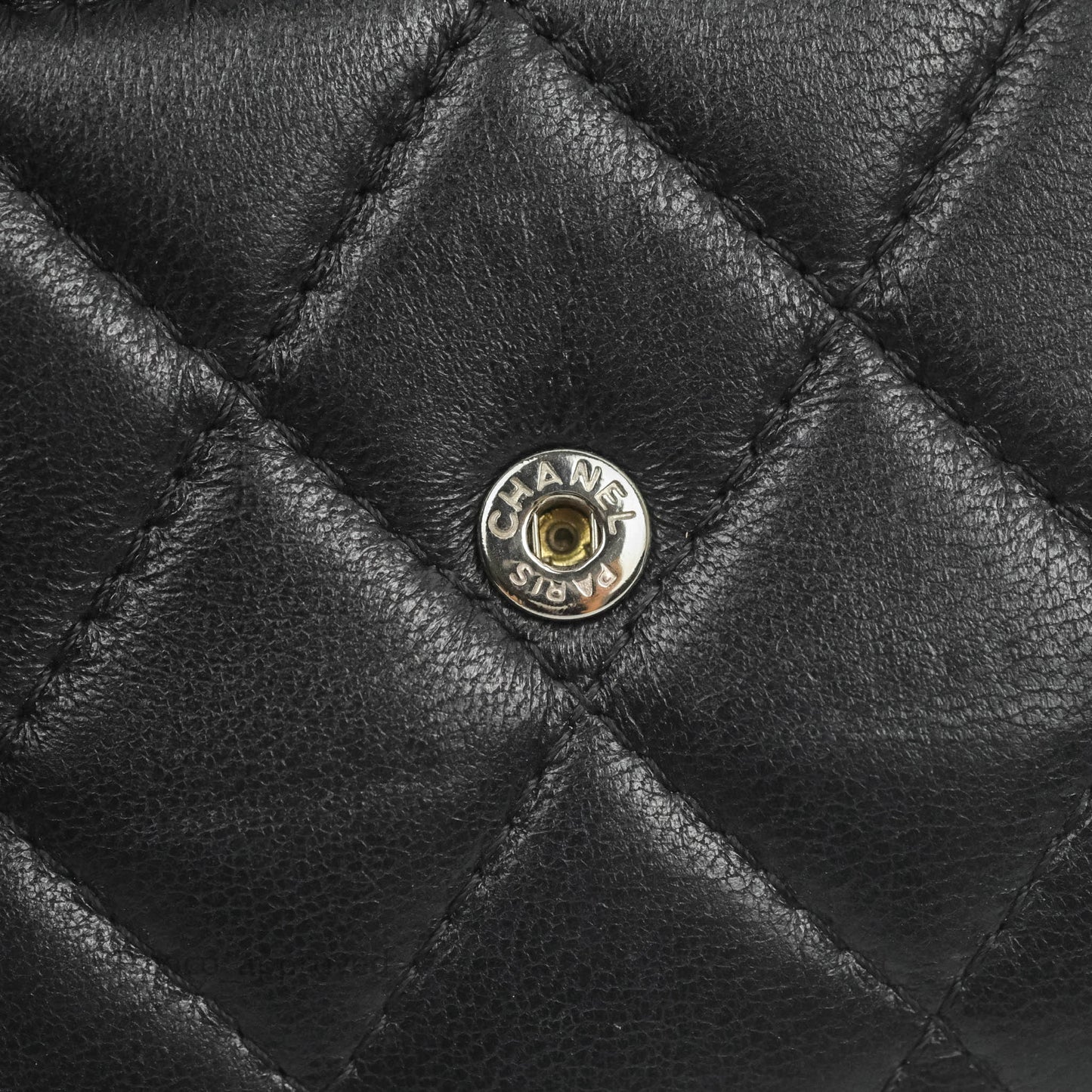 Chanel Quilted Small Flap Card Holder Black Lambskin Silver Hardware