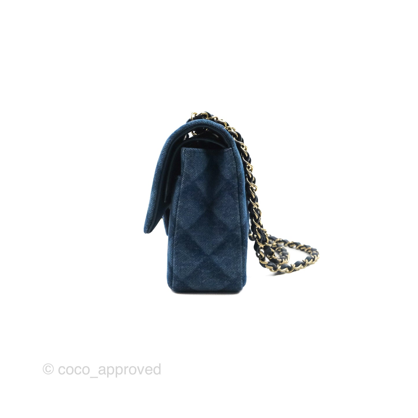 Chanel M/L Quilted Medium Double Flap Blue Printed Denim