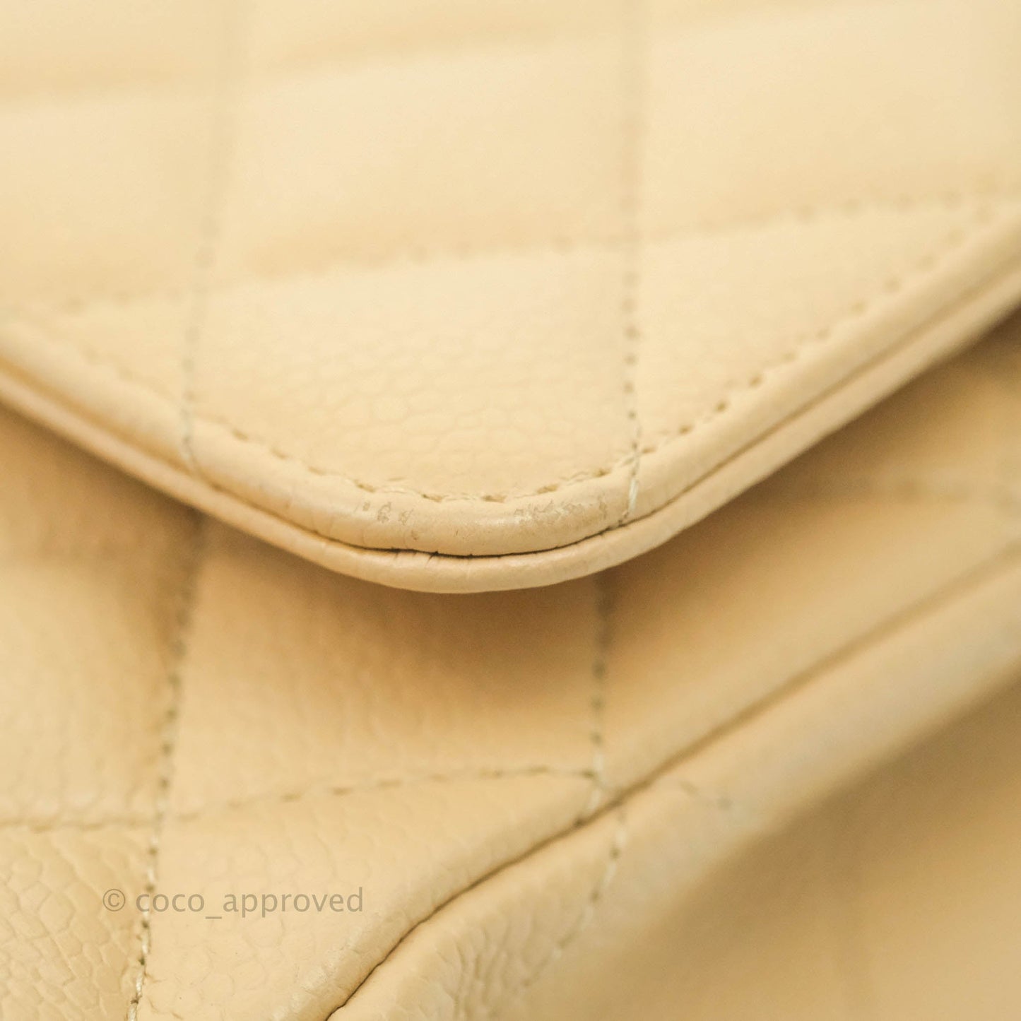 Chanel Classic M/L Medium Flap Quilted Beige Caviar Gold Hardware