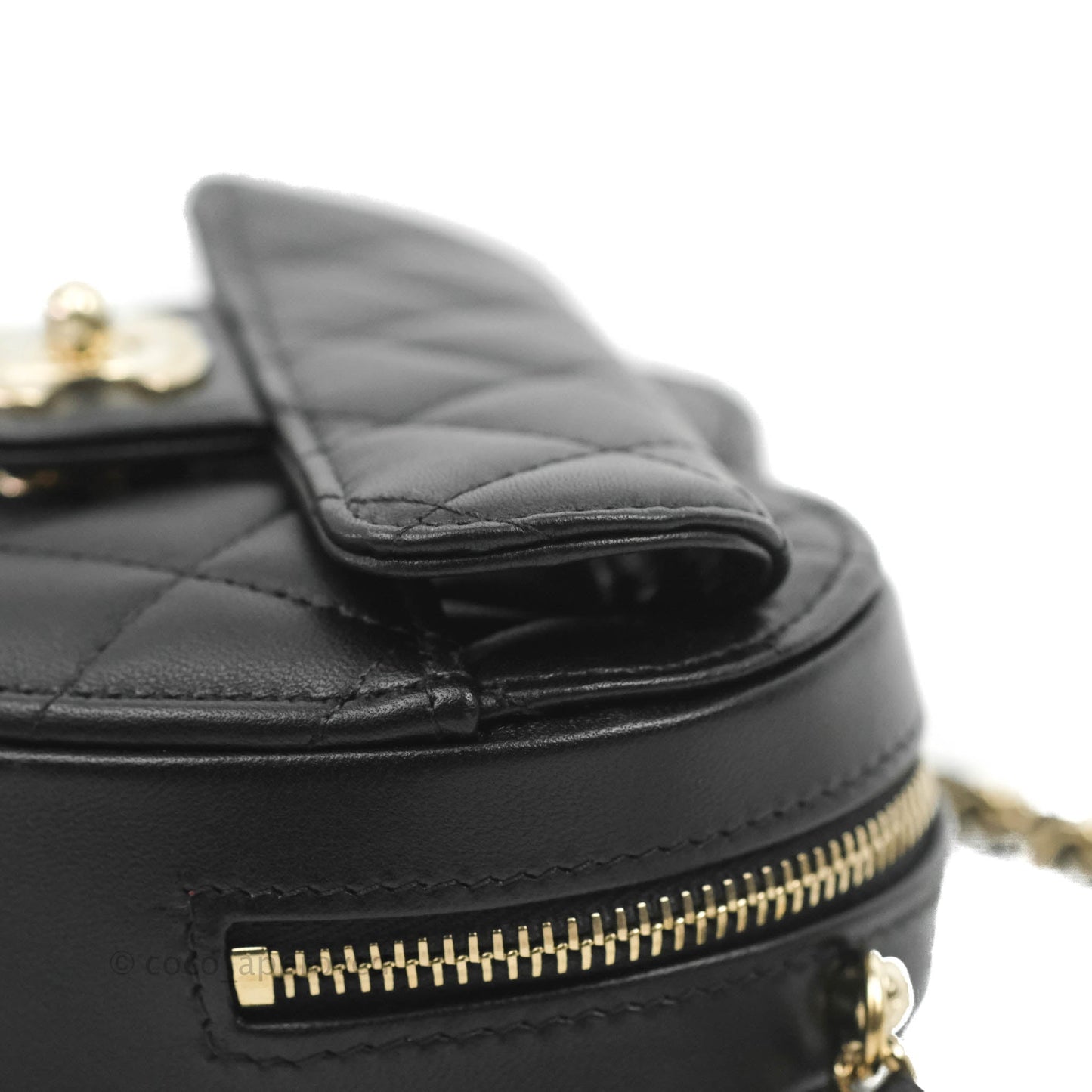 Chanel Small Heart Bag Black Lambskin Gold Hardware 22S
