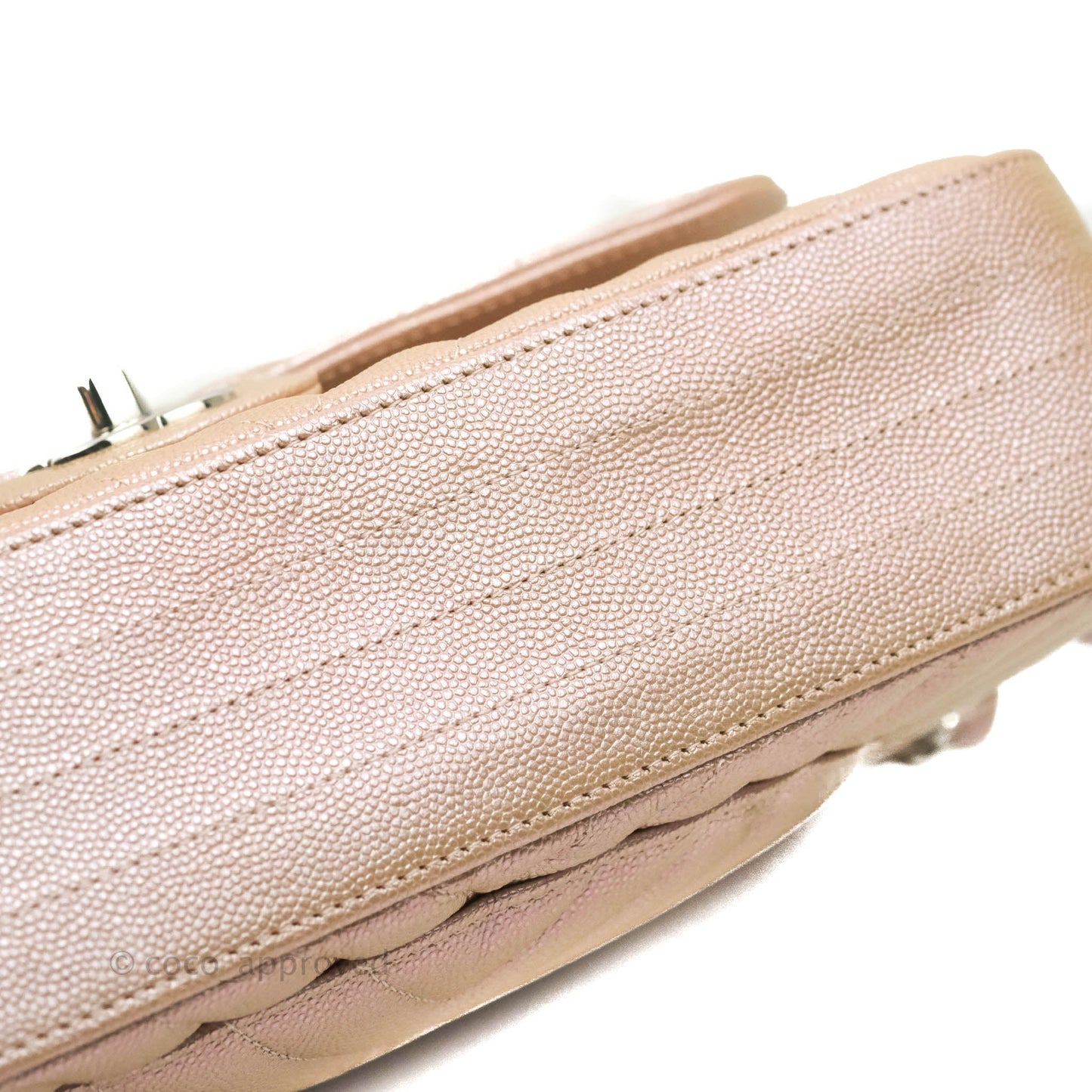 Chanel Classic M/L Medium Double Flap Iridescent Rose Gold Pink Caviar Silver Hardware 17B