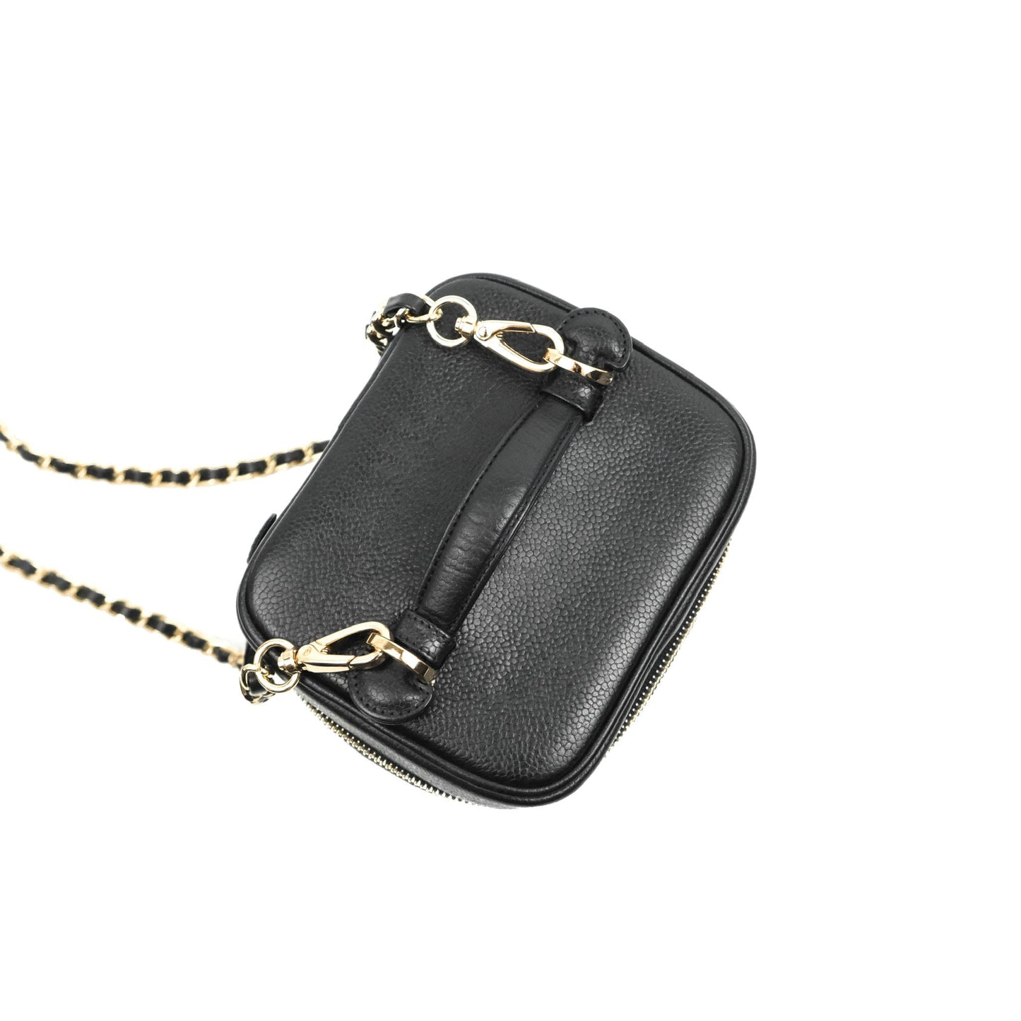 Chanel Vintage Vanity Case Black Caviar Gold Hardware