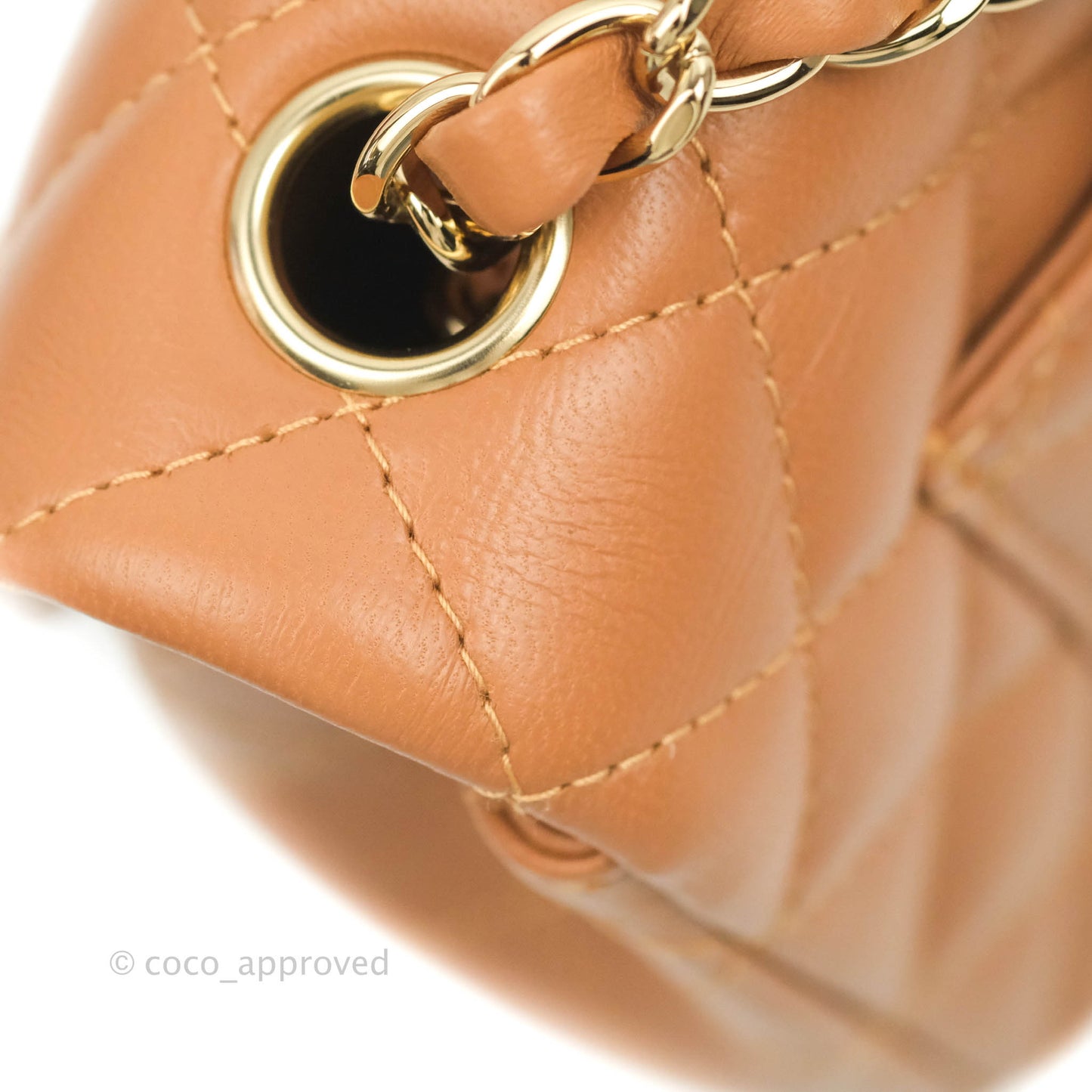 Chanel Quilted Mini Rectangular Flap Caramel Lambskin Gold Hardware 22S