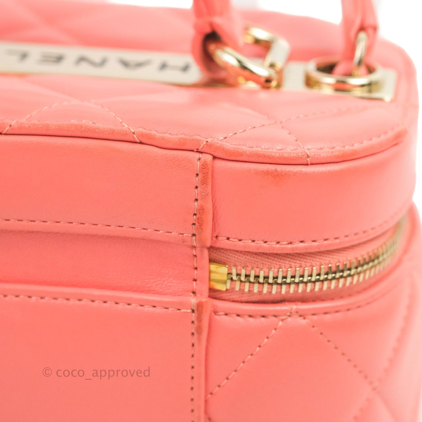 Chanel Trendy CC Vanity Case Coral Pink Lambskin Gold Hardware