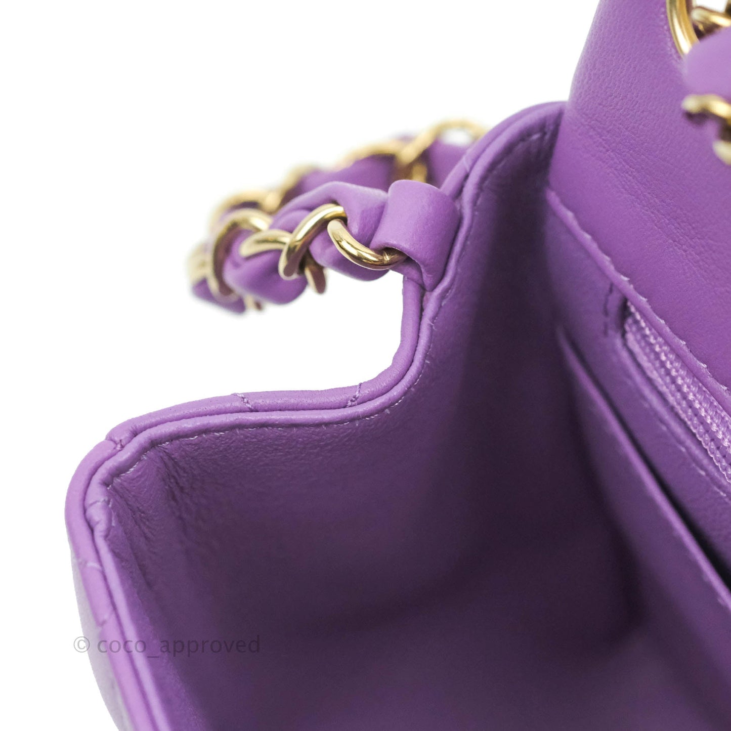 Chanel Mini Square Purple Lambskin Gold Hardware 22P