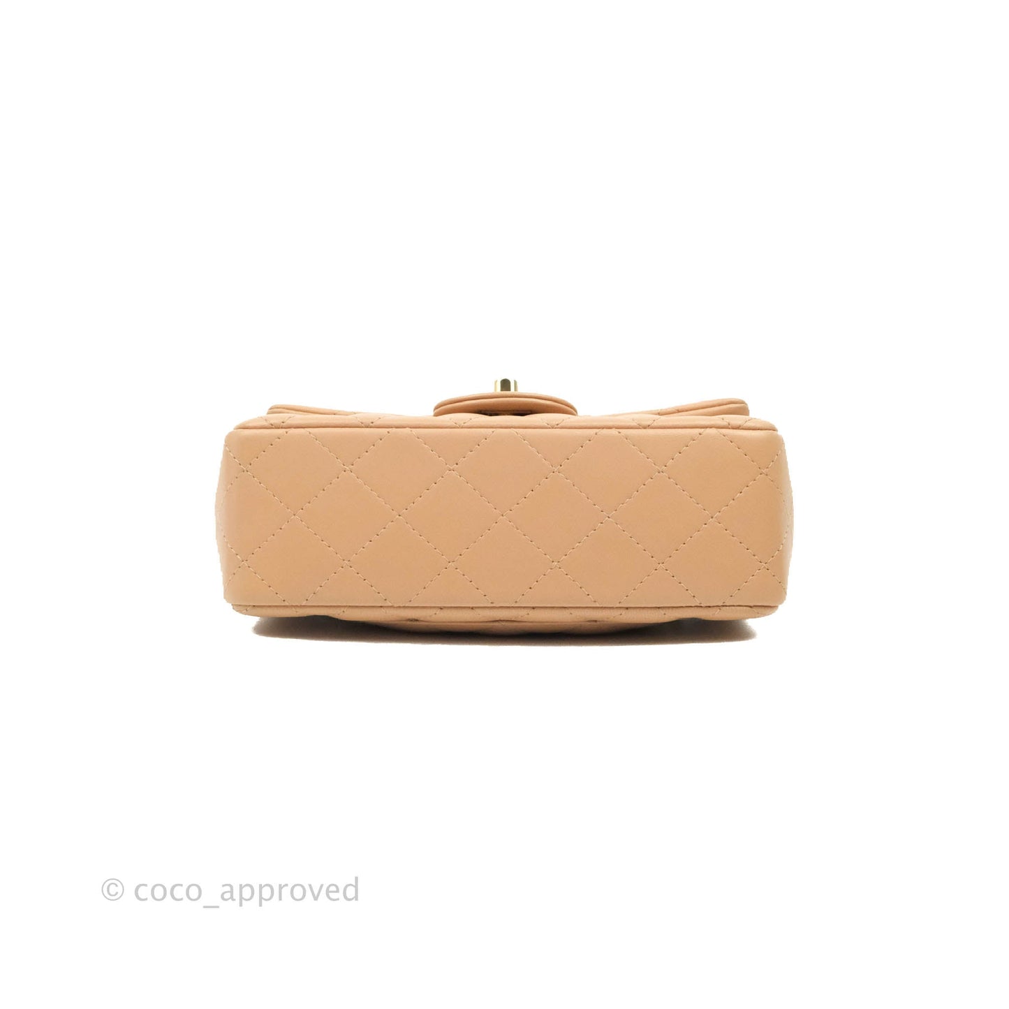 Chanel Quilted Mini Rectangular Flap Beige Lambskin Gold Hardware
