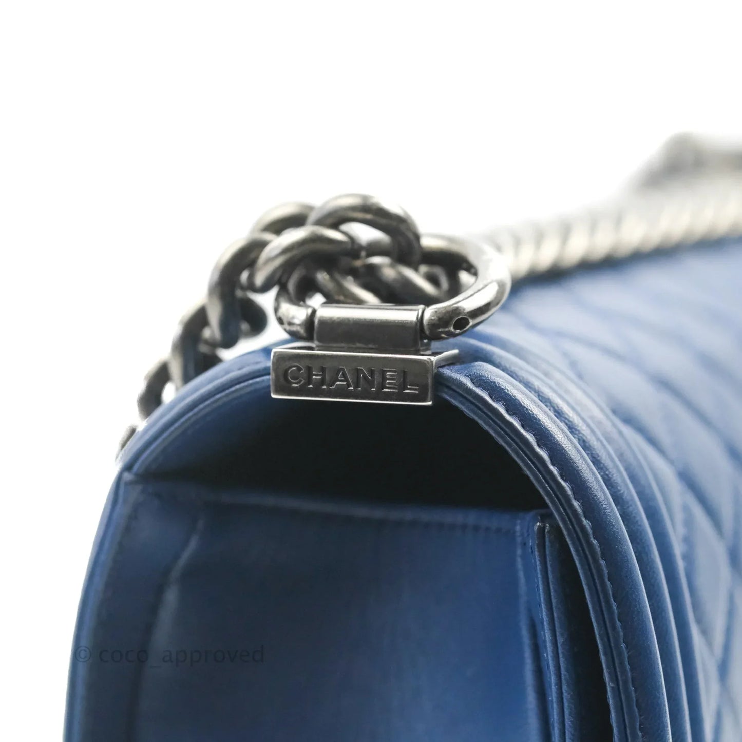 Chanel Quilted Medium Boy Blue Calfskin Ruthenium Hardware