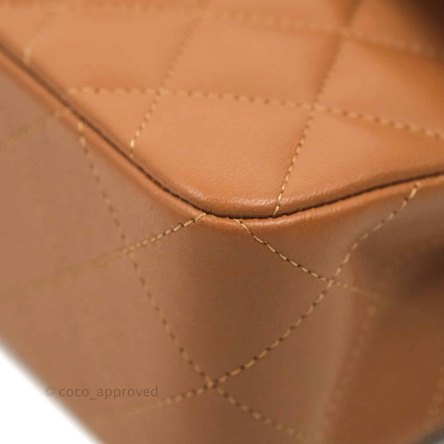 Chanel Small Classic Quilted Flap Dark Beige Caramel Lambskin Gold Hardware 22S