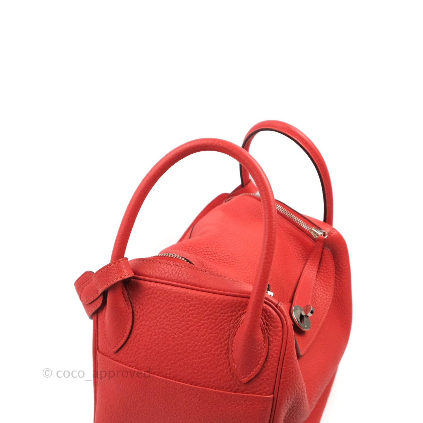 Hermès Lindy 30 Red Clemence Palladium Hardware