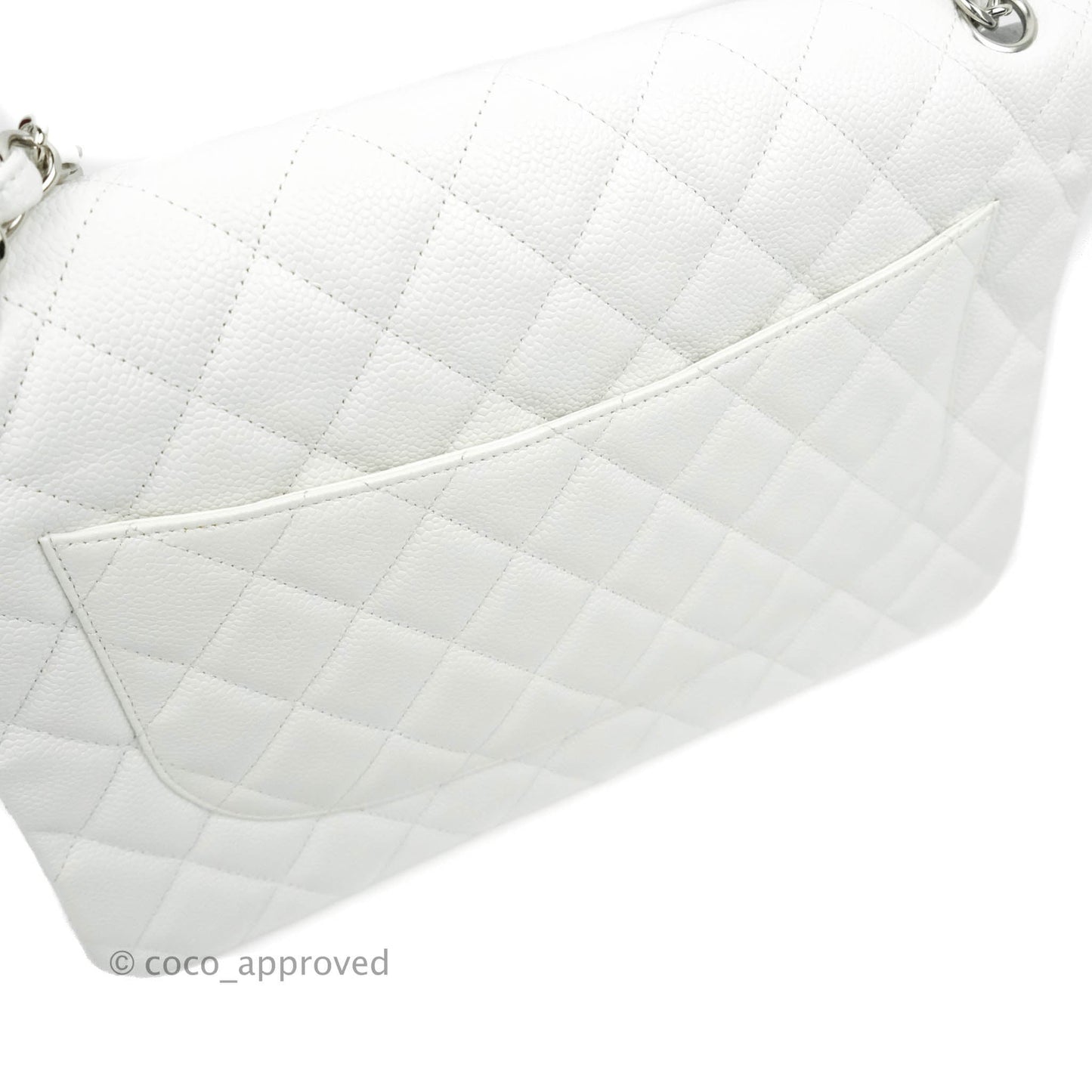 Chanel Jumbo Double Flap White Caviar Silver Hardware⁣⁣