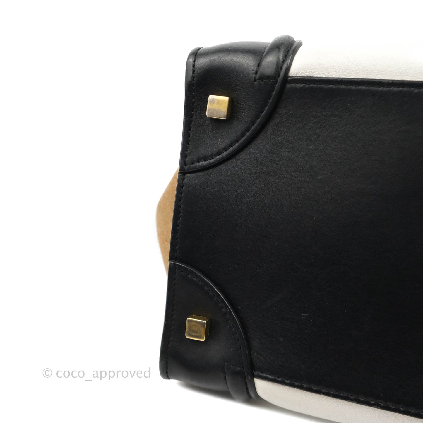 Celine Mini Luggage Bag Black/White/Brown Calfskin