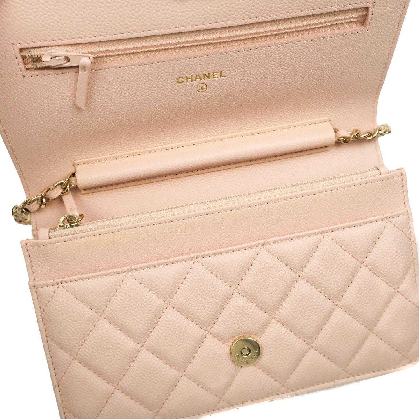 Chanel Wallet on Chain Pale Pink Caviar Gold Hardware 21C
