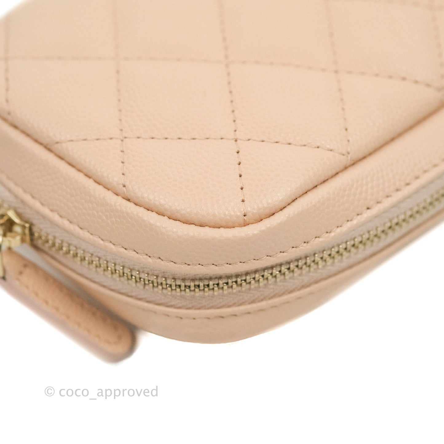 Chanel Small Classic Pouch Light Beige Caviar Gold Hardware