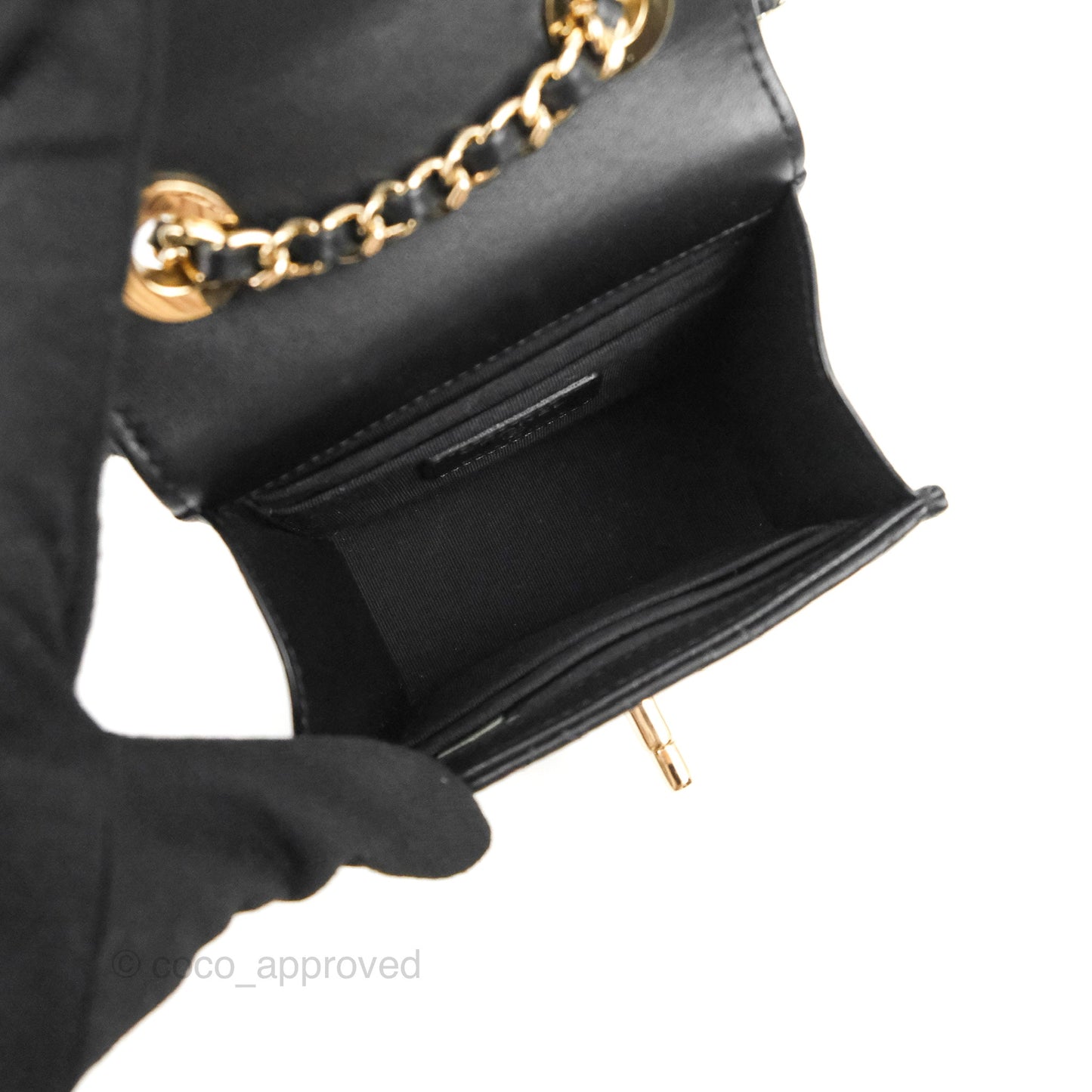 Chanel Mini Quilted Trendy CC Clutch With Chain Black Lambskin Gold Hardware