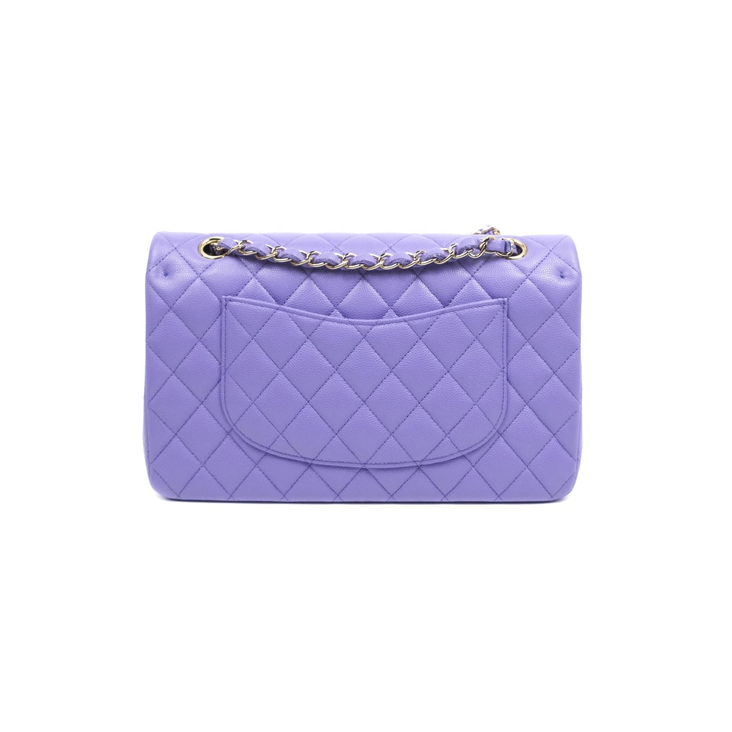 Chanel Classic M/L Medium Double Flap Purple Caviar Gold Hardware 20S