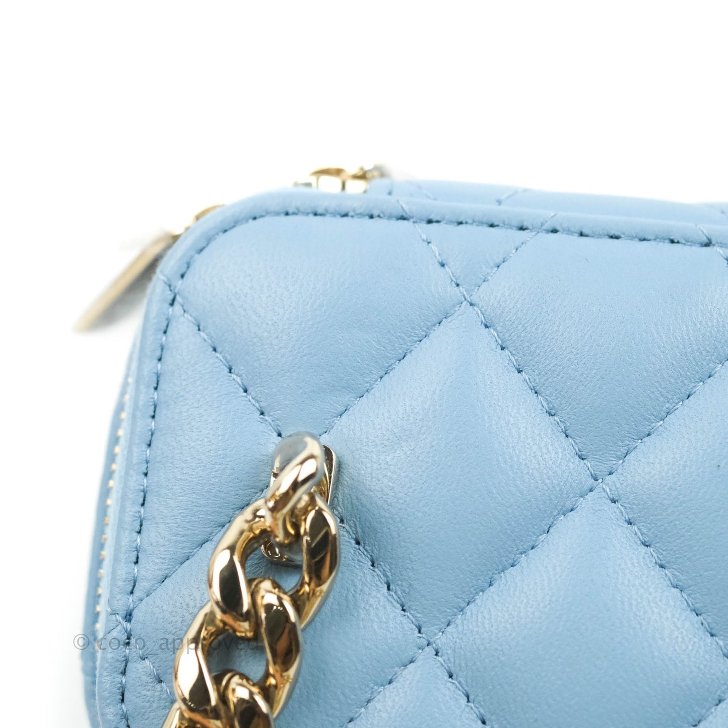 Chanel Mini Vanity Coco Chain Blue Lambskin Gold Hardware