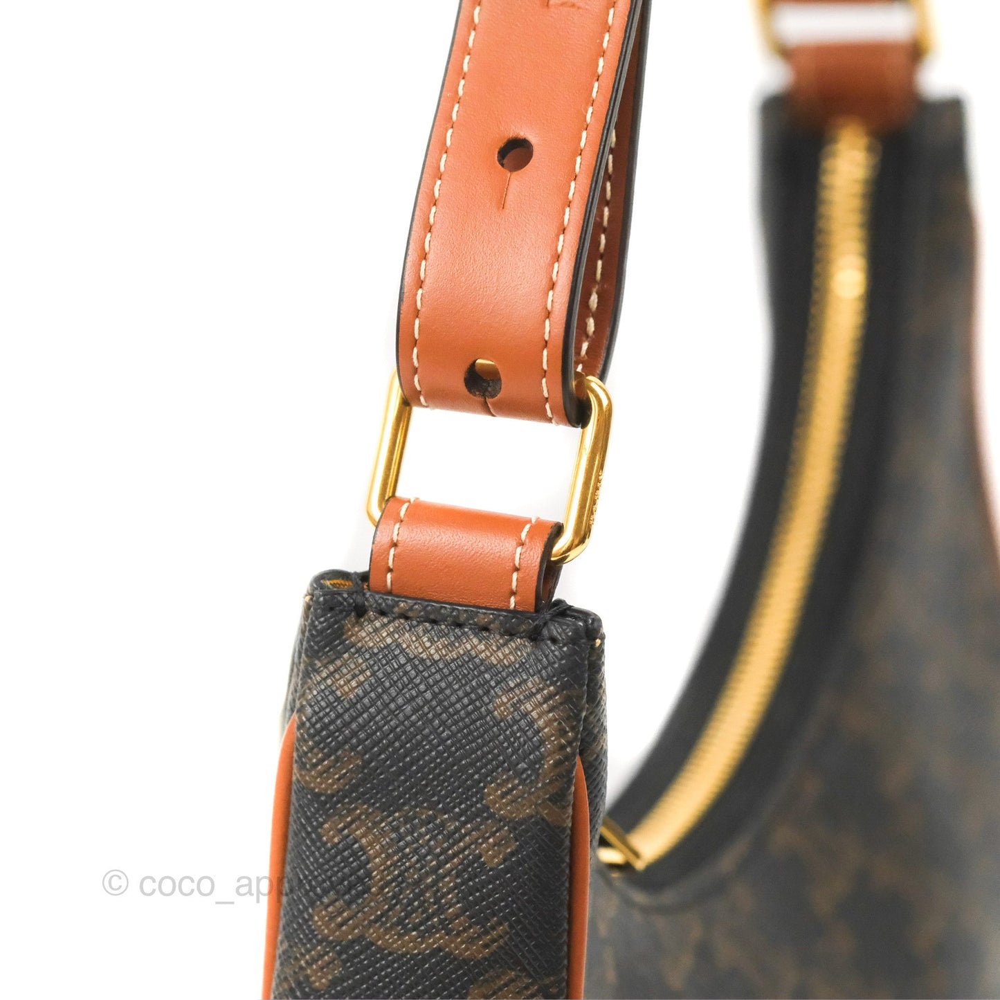 Celine Ava Bag In Triomphe Canvas Calfskin Tan