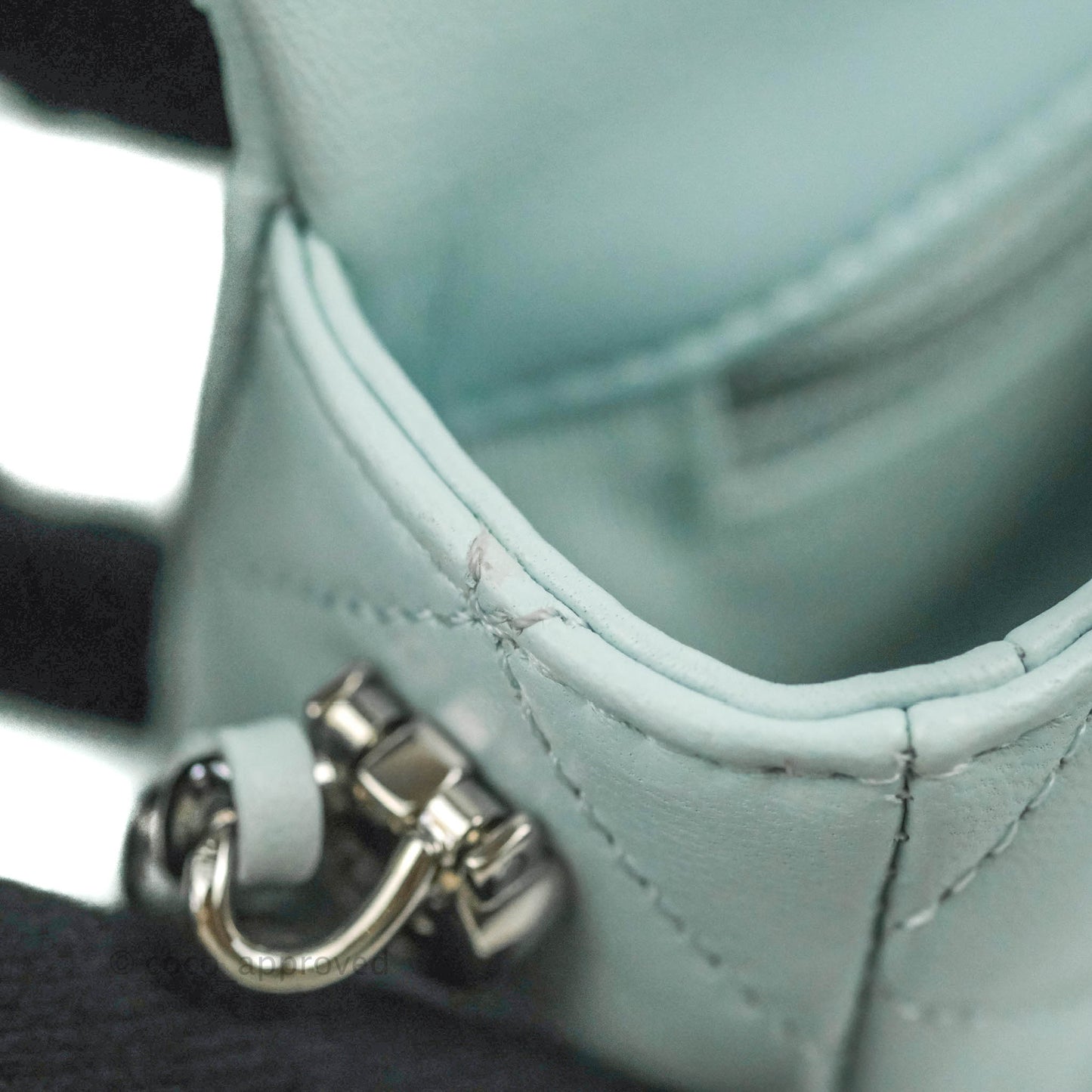 Chanel Quilted My Perfect Mini With Pearl Blue Lambskin Silver Hardware