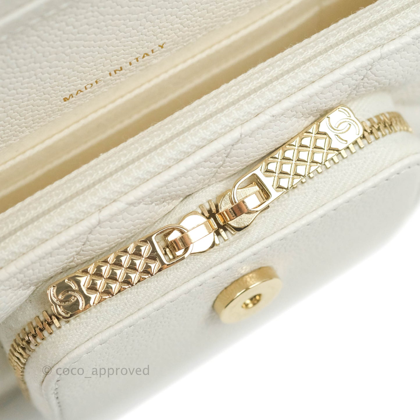 Chanel Business Affinity Clutch With Chain White Caviar Gold Hardware