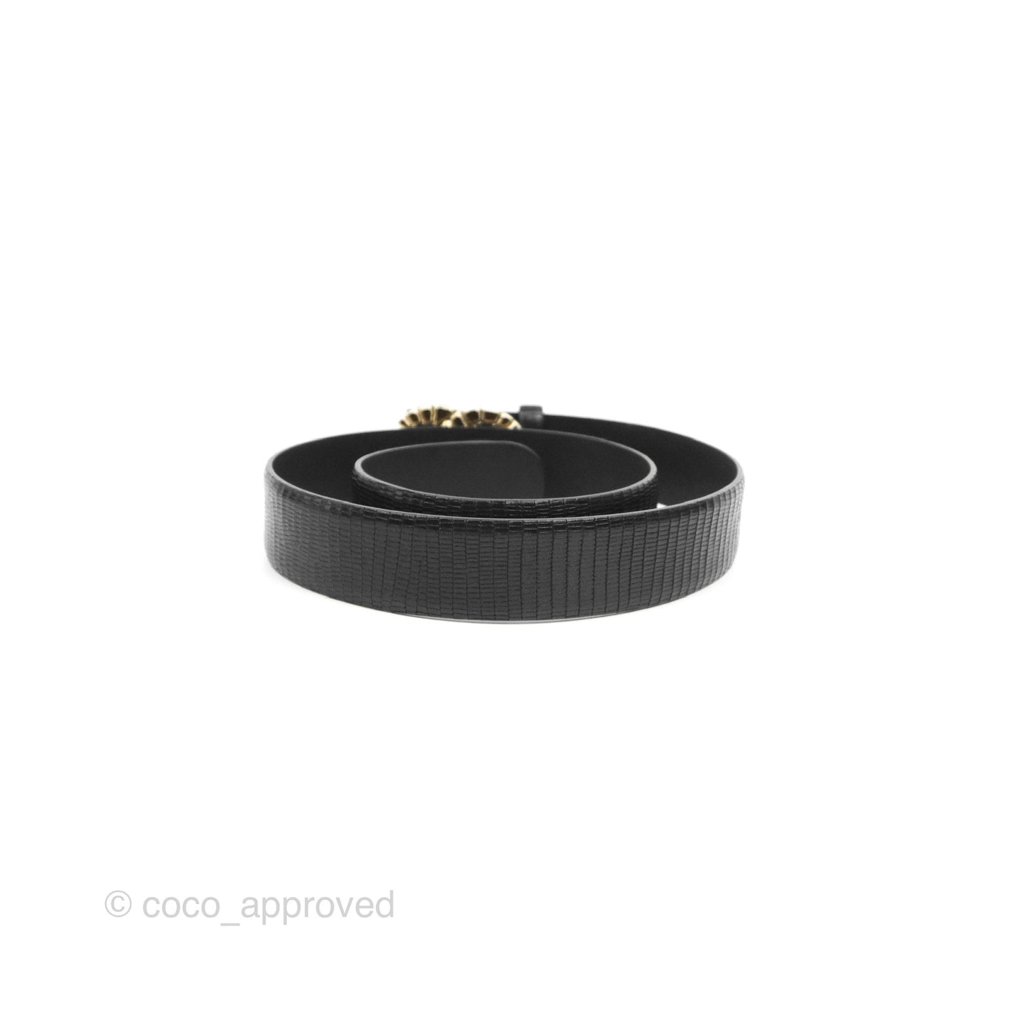 Chanel CC Leather Belt Black Crystal Size 75 19A